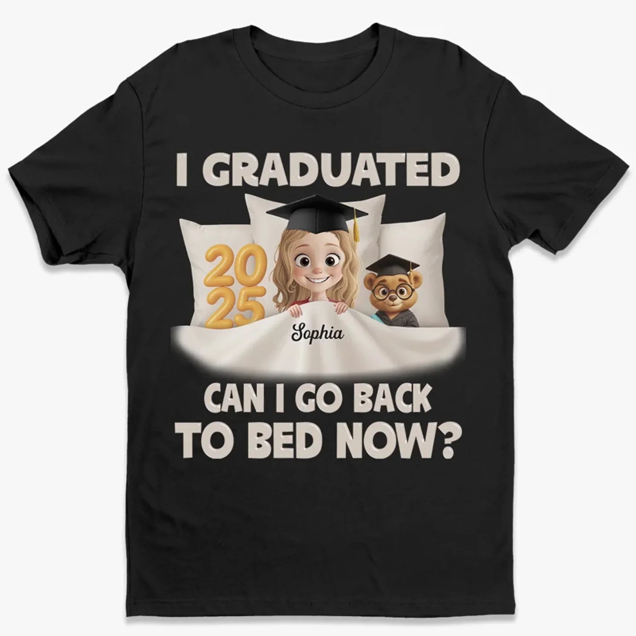 Graduated and Exhausted - Family Personalized Custom Unisex T-shirt, Premium T-shirt, Hoodie - Graduation Gift For Family Members, Siblings, Brothers, Sisters