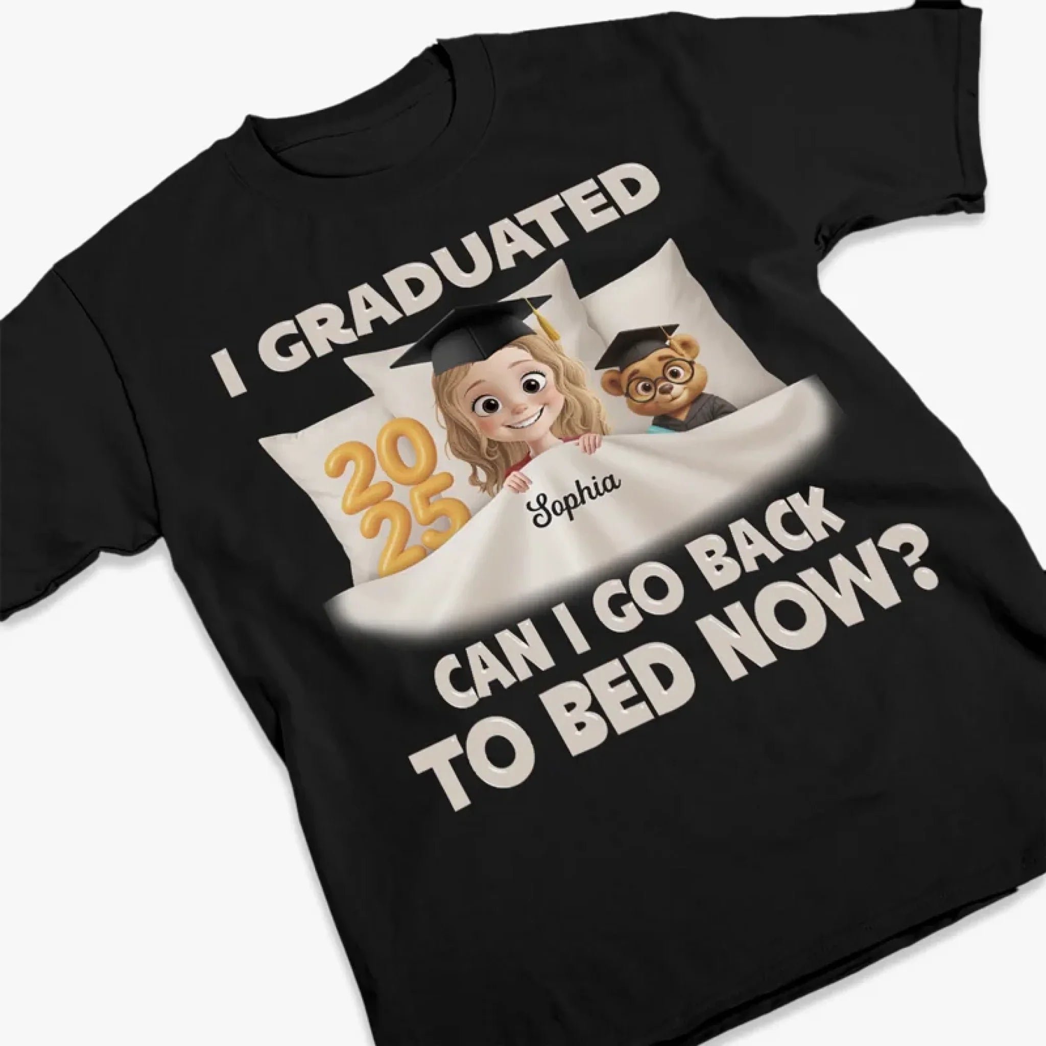 Graduated and Exhausted - Family Personalized Custom Unisex T-shirt, Premium T-shirt, Hoodie - Graduation Gift For Family Members, Siblings, Brothers, Sisters
