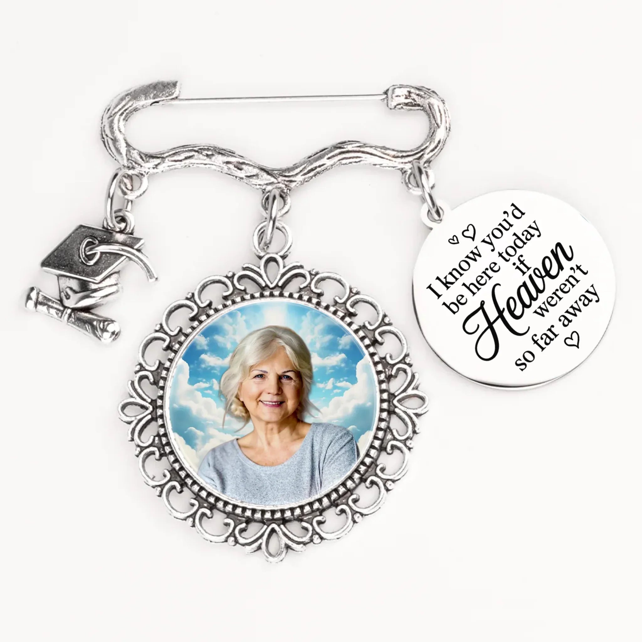 Custom Photo Still With Us, Always - Memorial Personalized Custom Graduation Tassel Pin - Sympathy Gift, Graduation Gift For Family Members, Siblings, Brothers, Sisters