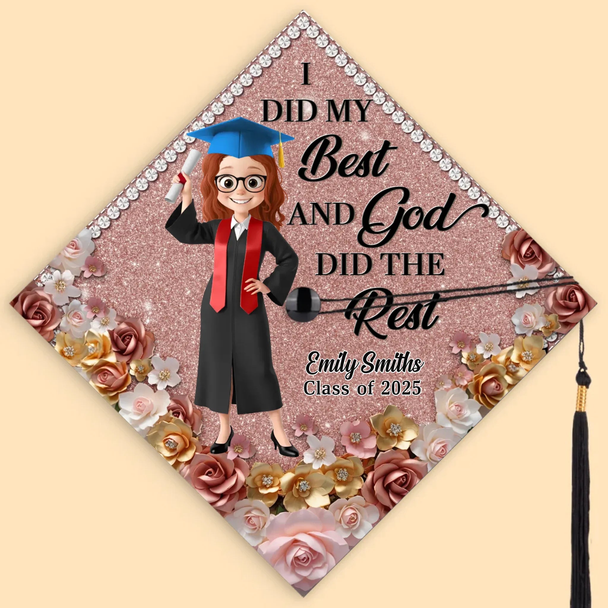 Dream Big Shine Bright - Family Personalized Custom Graduation Cap - Graduation Gift For Family Members, Siblings, Brothers, Sisters