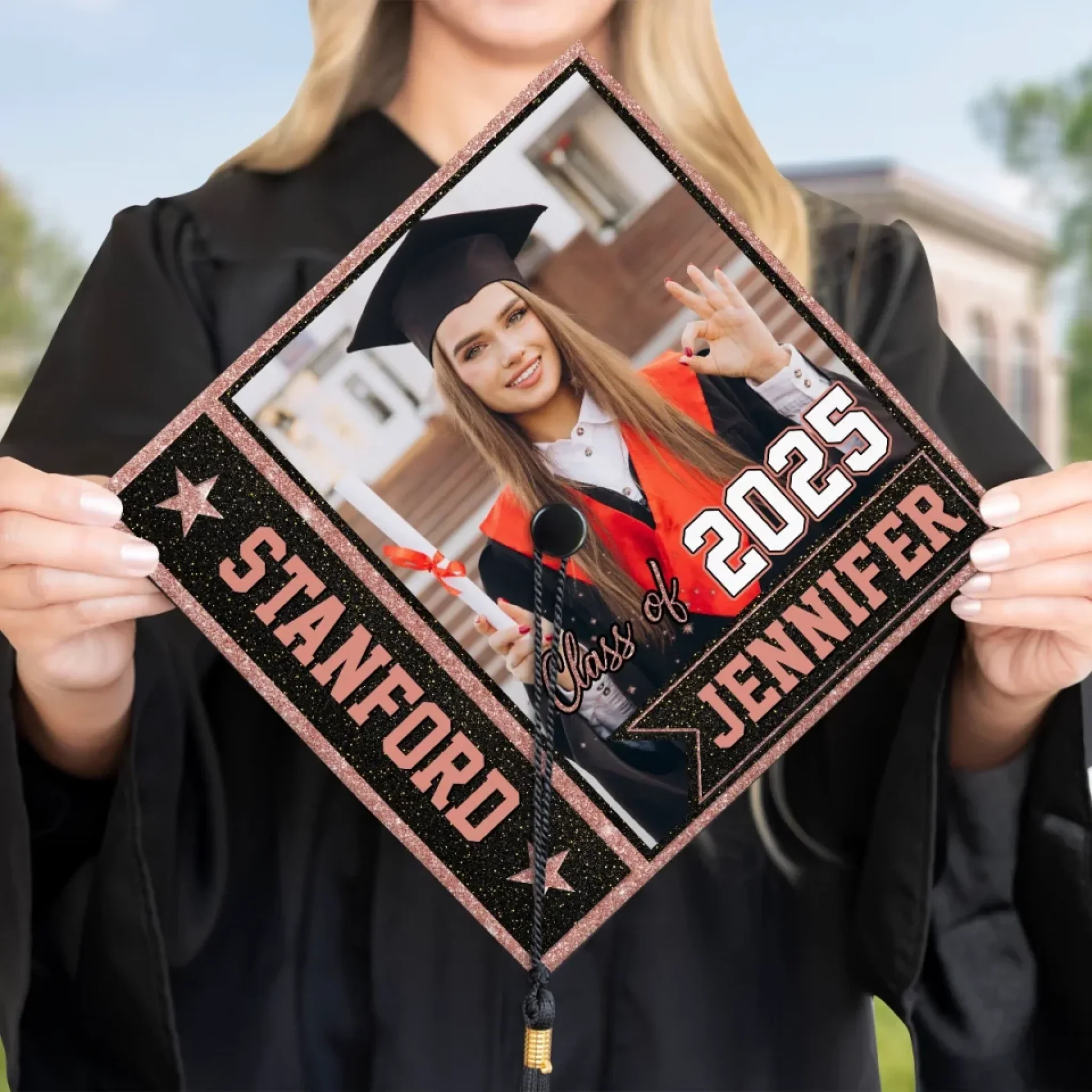 Custom Photo Chase Your Next Adventure - Family Personalized Custom Graduation Cap - Graduation Gift For Family Members, Siblings, Brothers, Sisters