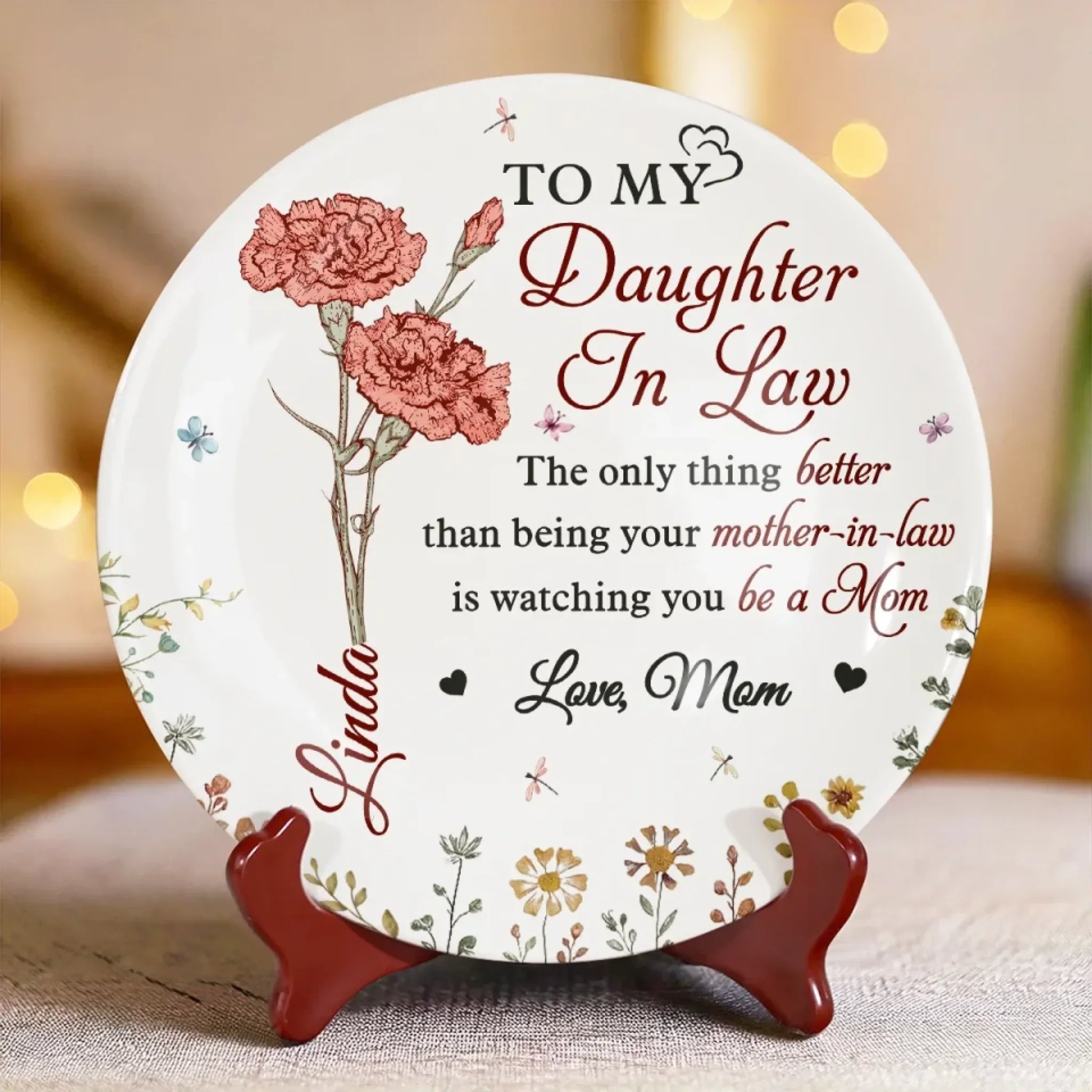 From My Heart To Yours, Always Loved - Family Personalized Custom Ceramic Plate - Mother's Day, Gift For Mom, Daughter