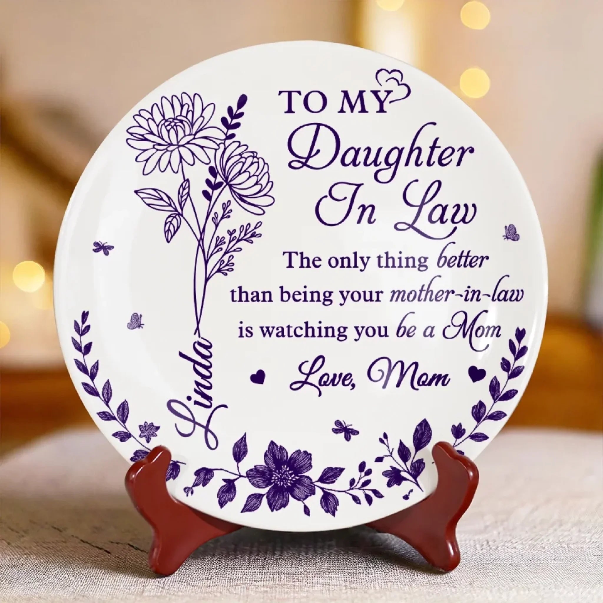 Your Love Is A Gift, Your Strength A Blessing - Family Personalized Custom Ceramic Plate - Mother's Day, Gift For Mom, Daughter