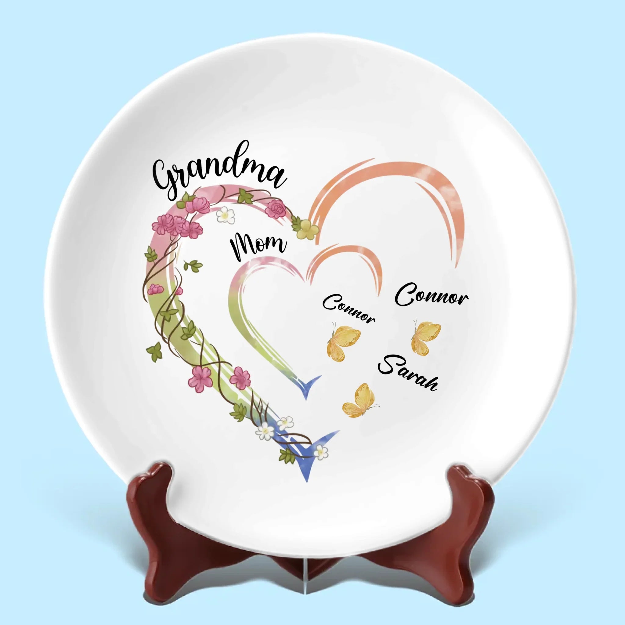 From Grandma to Mom to Us - Family Personalized Custom Ceramic Plate - Mother's Day, Gift For Mom, Grandma