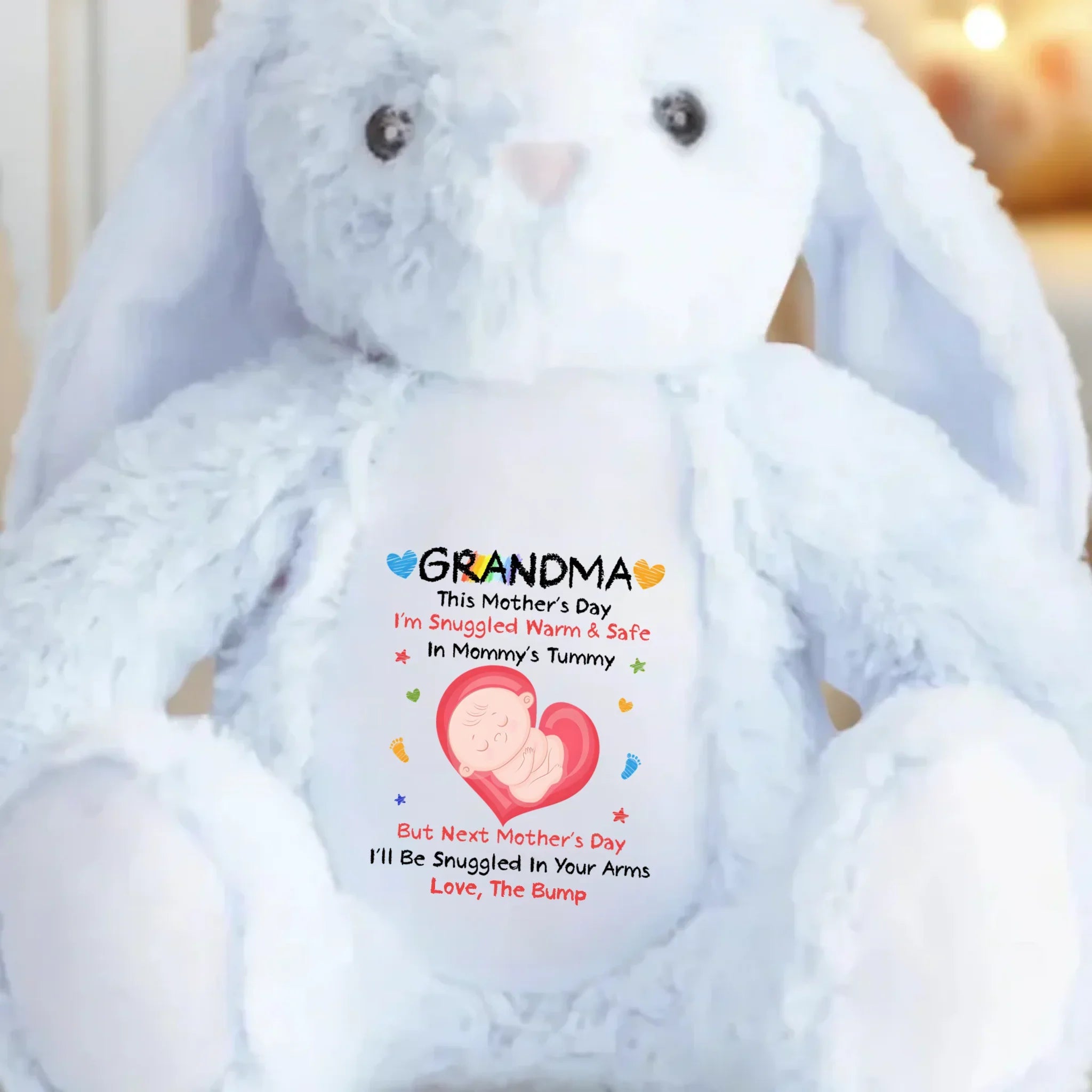 Already Loved, Not Yet Born - Family Personalized Custom Easter Bunny Plush - Mother's Day, Baby Shower Gift, Gift For First Mom, Newborn Baby
