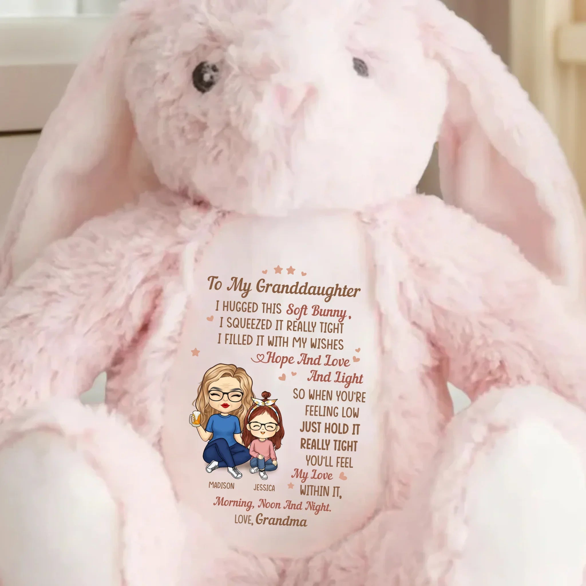 This Bunny Carries All My Love - Family Personalized Custom Easter Bunny Plush - Mother's Day, Gift For Mom, Grandma