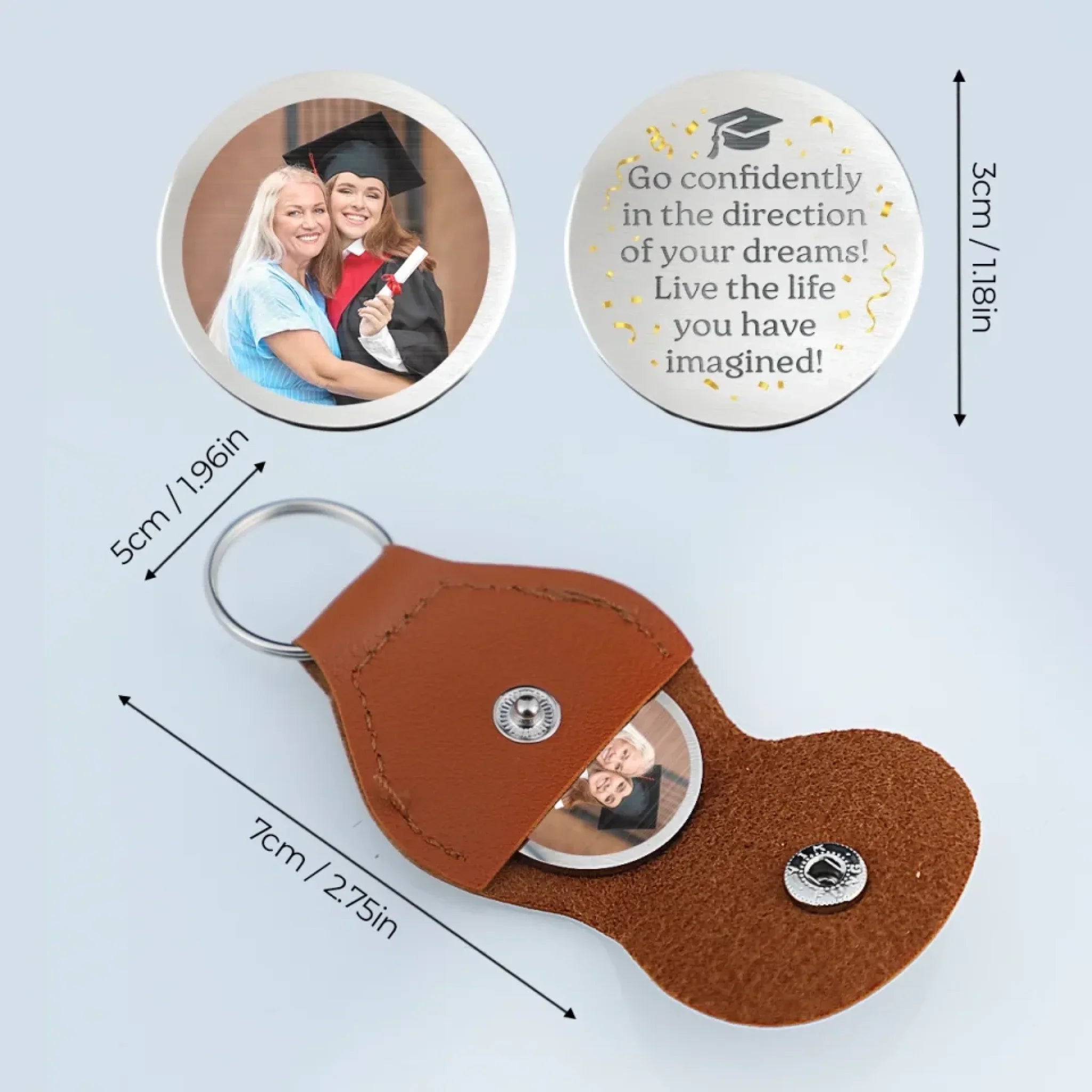 Custom Photo Graduate Today, Inspiration Forever - Family Personalized Custom Pocket Hug - Graduation Gift For Family Members, Siblings, Brothers, Sisters