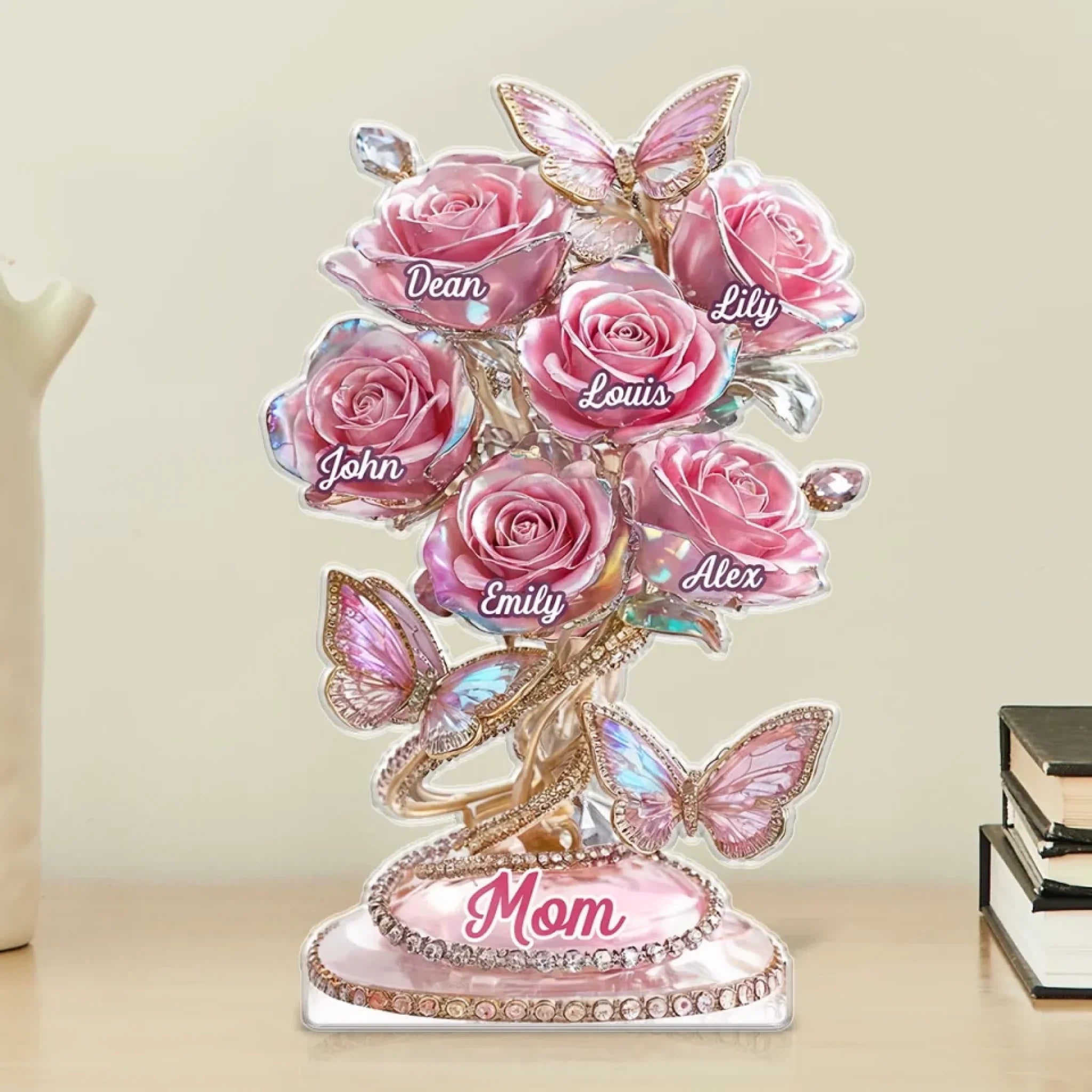 Each Rose Holds A Piece Of Your Heart - Family Personalized Custom Acrylic Plaque Custom Shape - Mother's Day, Gift For Mom, Grandma