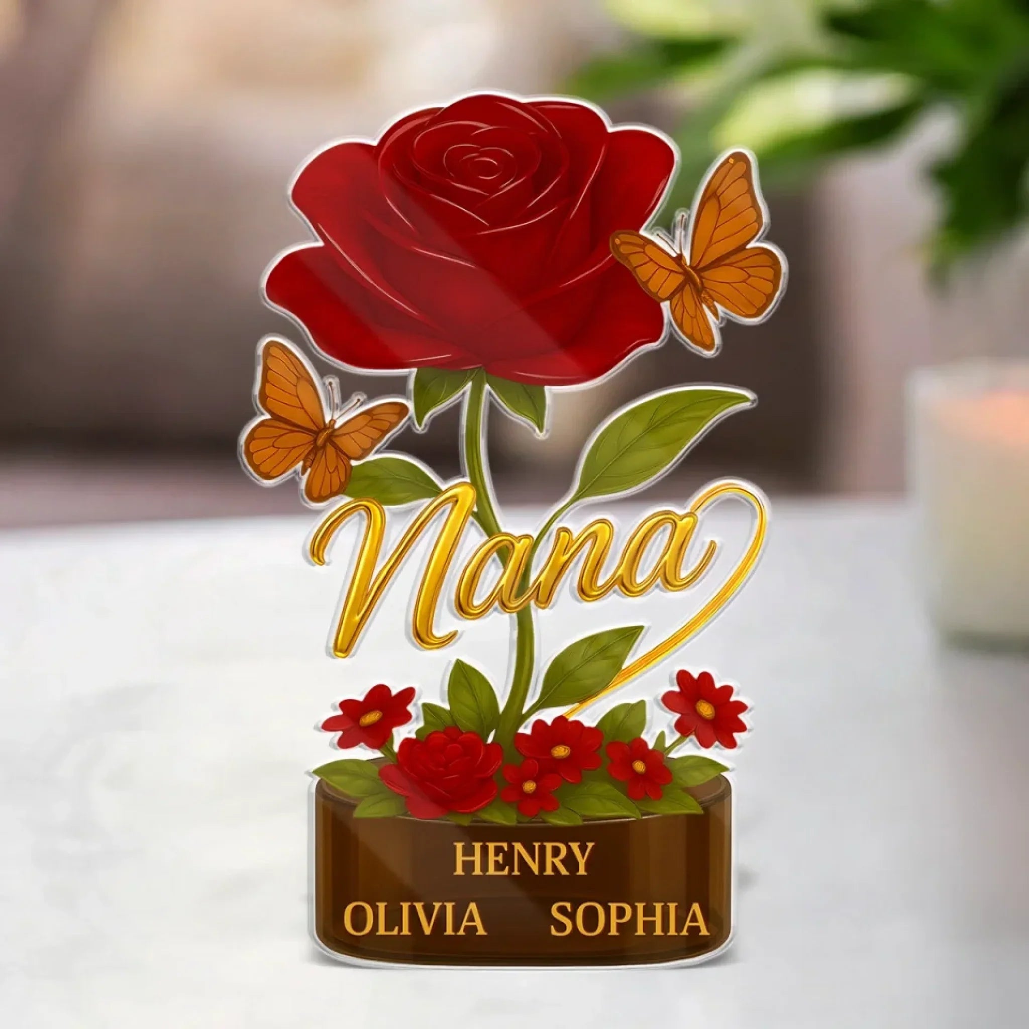 Her Love Is The Root Of Us All - Family Personalized Custom Acrylic Plaque Custom Shape - Mother's Day, Gift For Mom, Grandma
