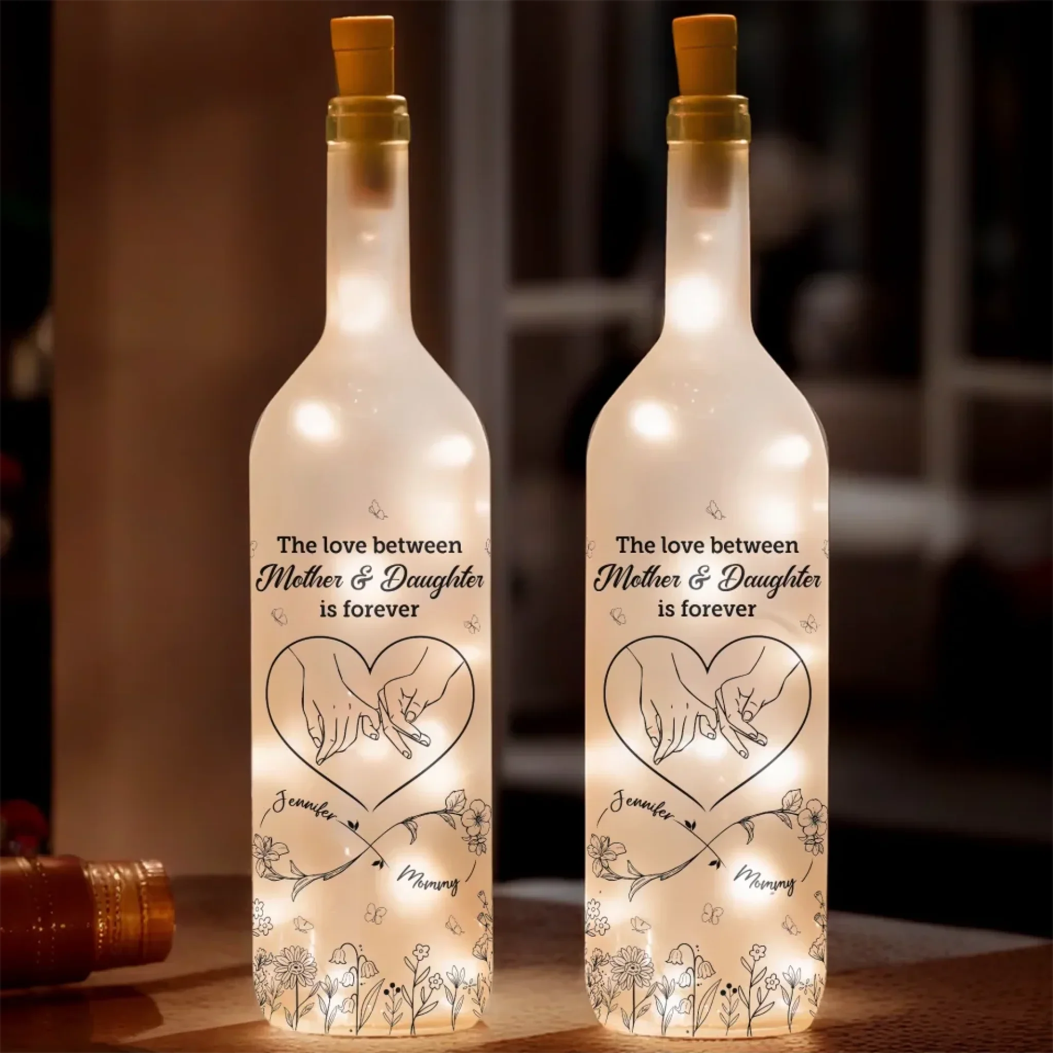 First My Mother, Forever My Friend - Family Personalized Custom Bottle Lamp - New Arrival, Mother's Day, Gift For Mom, Daughter AMZ