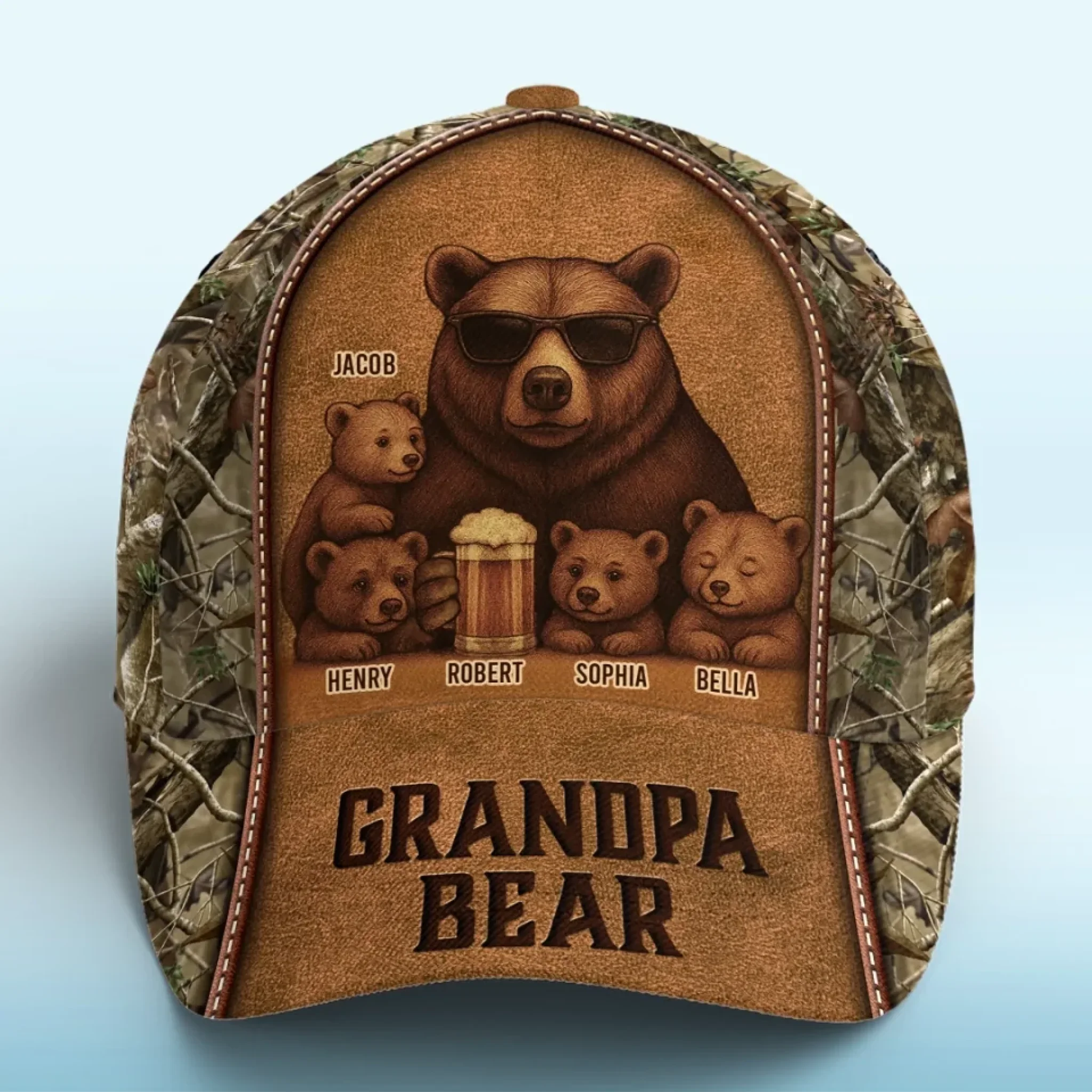 Raised Right By The Strongest Bear - Family Personalized Custom Hat, All Over Print Classic Cap - Father's Day, Gift For Dad, Grandpa
