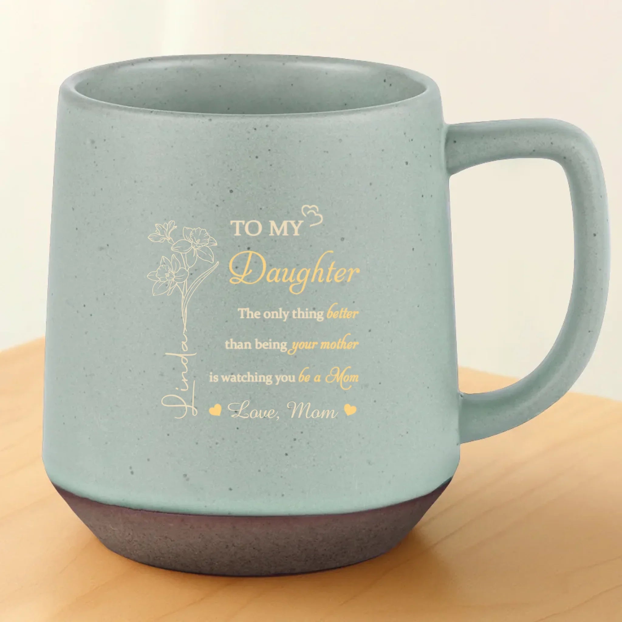 From One Mom To Another - Family Personalized Custom Printed Stoneware 12oz Mug - Mother's Day, Gift For Daughter