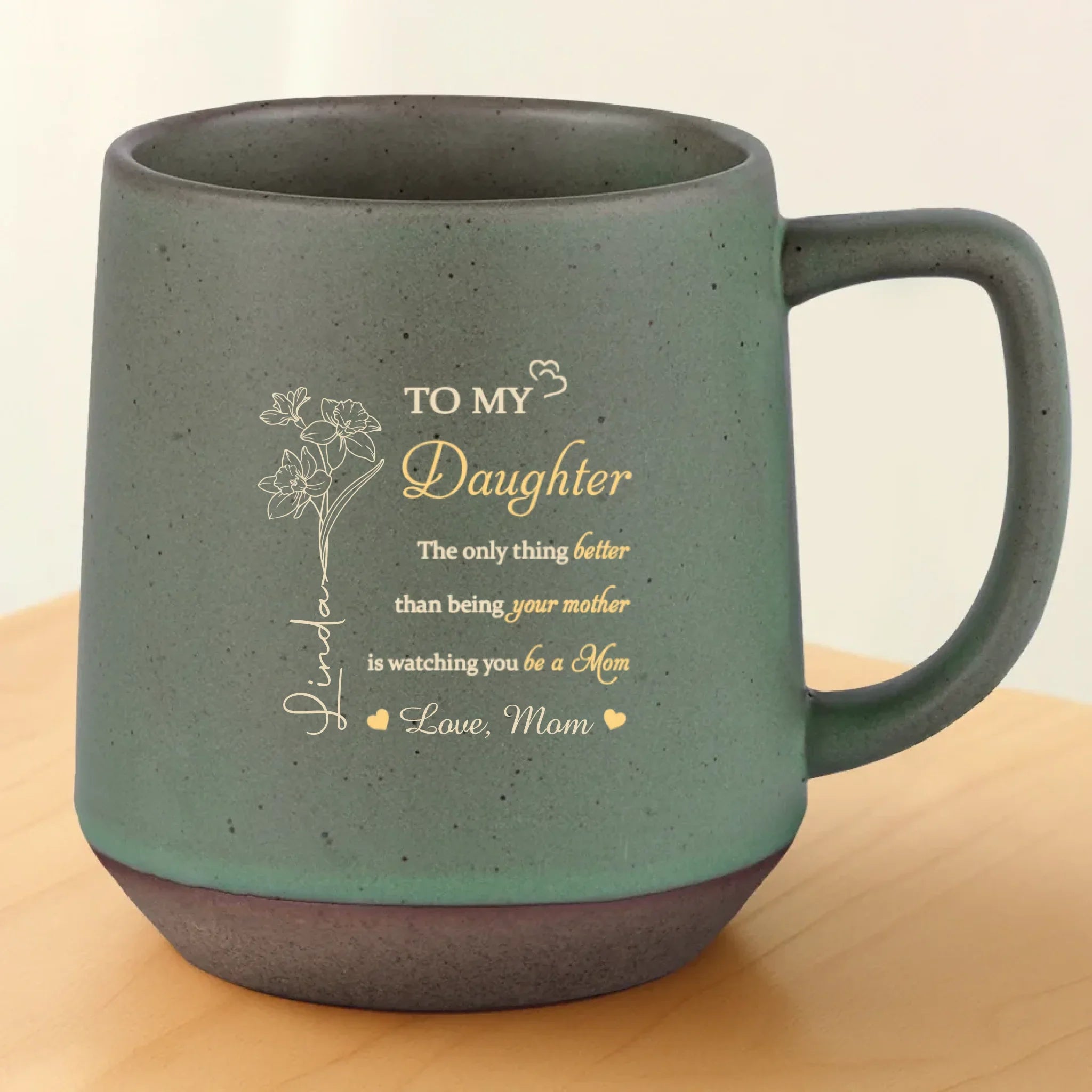 From One Mom To Another - Family Personalized Custom Printed Stoneware 12oz Mug - Mother's Day, Gift For Daughter