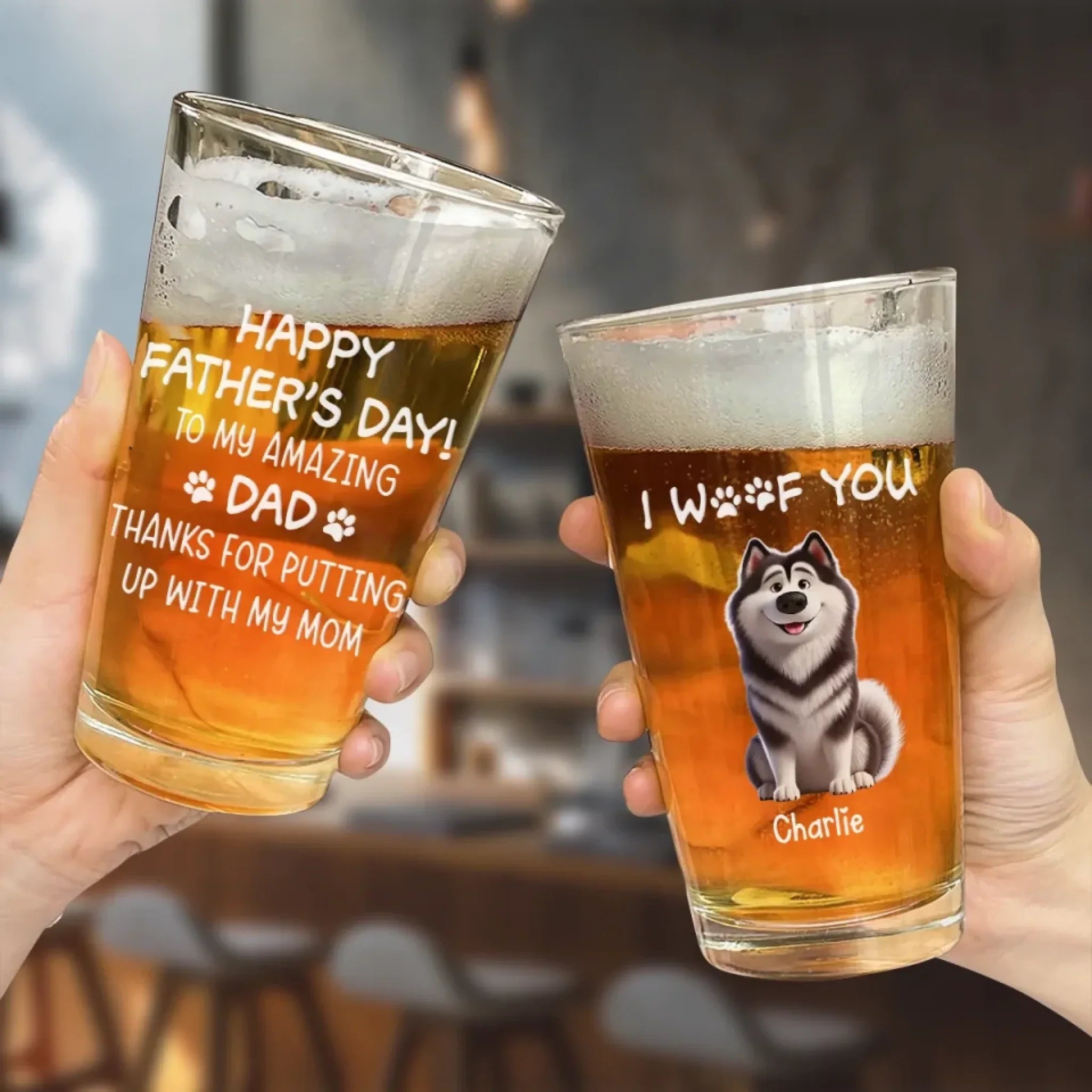 I May Stink Sometimes, But You Still Rock, Dad - Dog Personalized Custom Beer Glass - Father's Day, Gift For Pet Owners, Pet Lovers