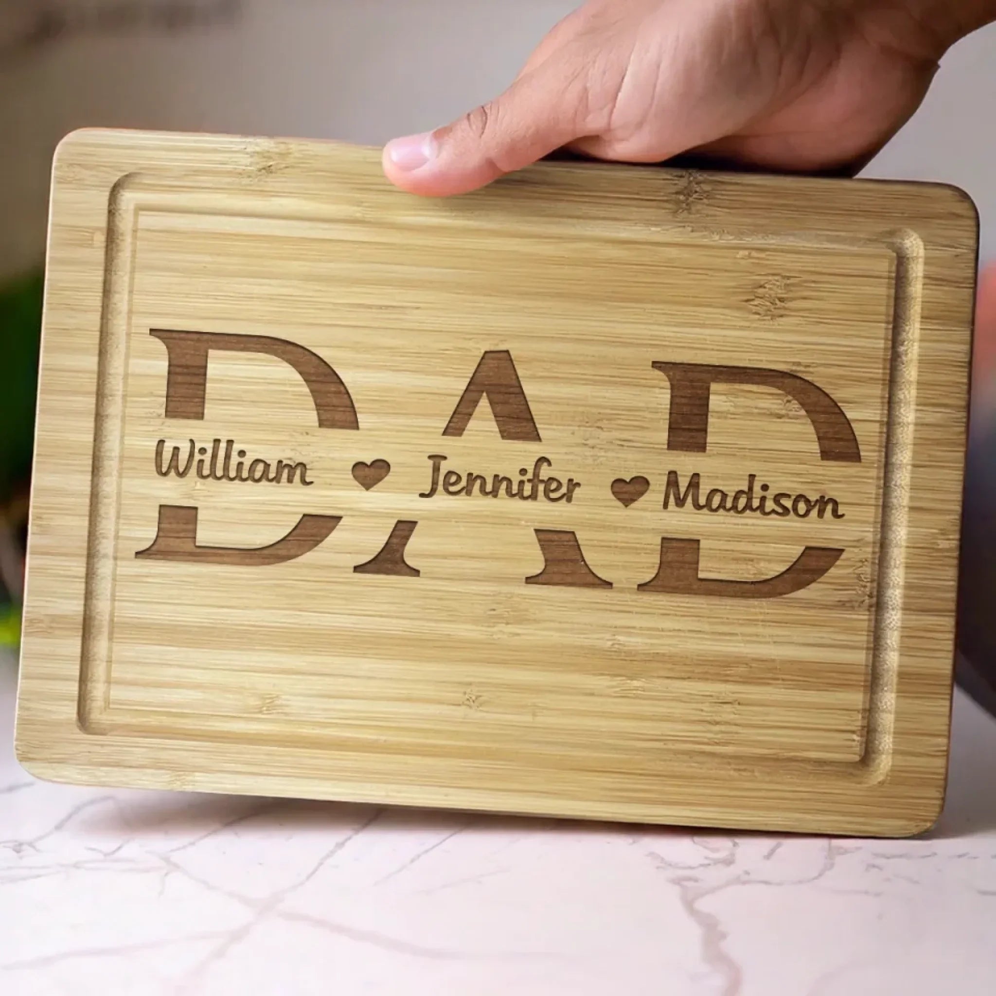Made With Love For The Best Dad - Family Personalized Custom Engraved Wooden Cutting Board - Father's Day, Gift For Dad, Grandpa