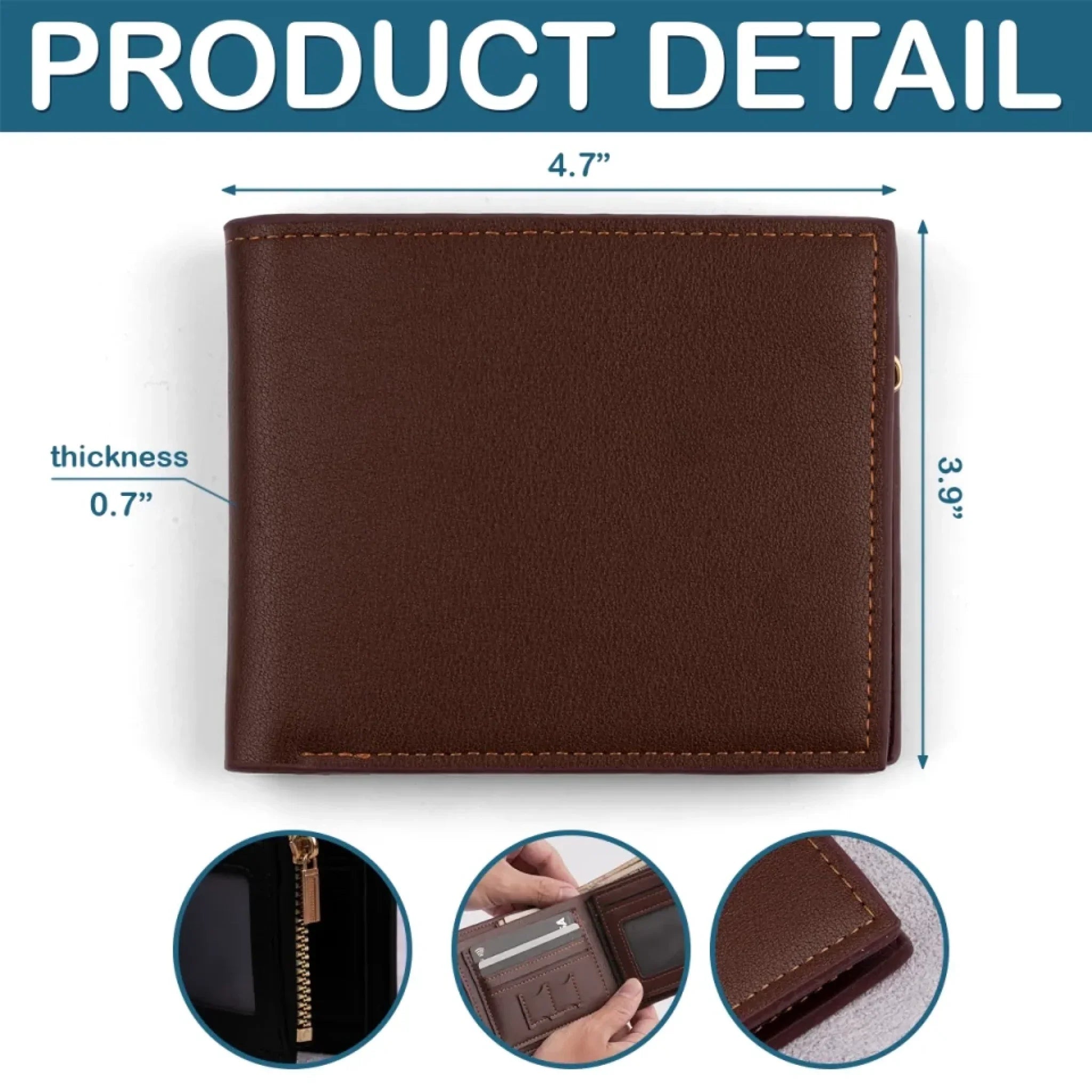 Growing Up, Guided By Your Hands - Family Personalized Custom Double-Sided Printed Leather Wallet - Father's Day, Gift For Dad, Grandpa