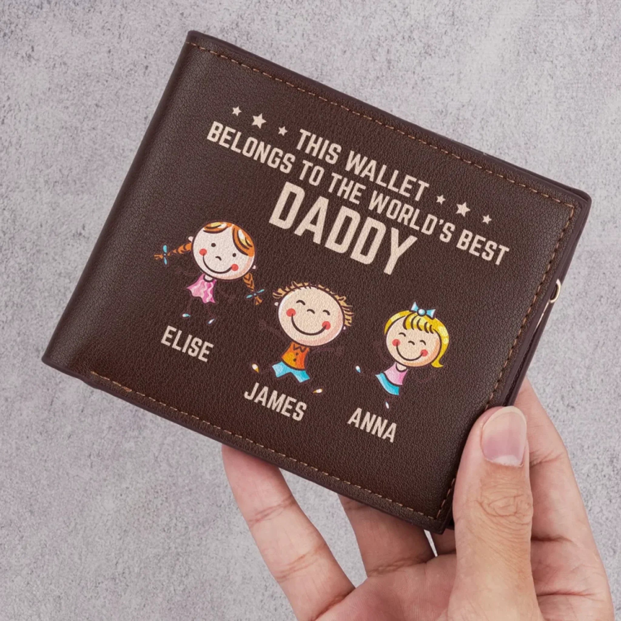 This Wallet Belongs To The World’s Best Daddy - Family Personalized Custom Double-Sided Printed Leather Wallet - Father's Day, Gift For Dad, Grandpa
