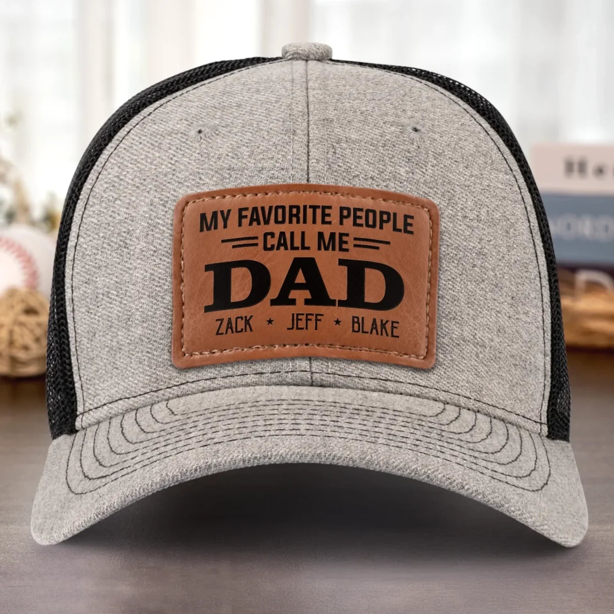 Blessed To Be Called Dad - Family Personalized Custom Leather Patch Hat - Father's Day, Gift For Dad, Grandpa
