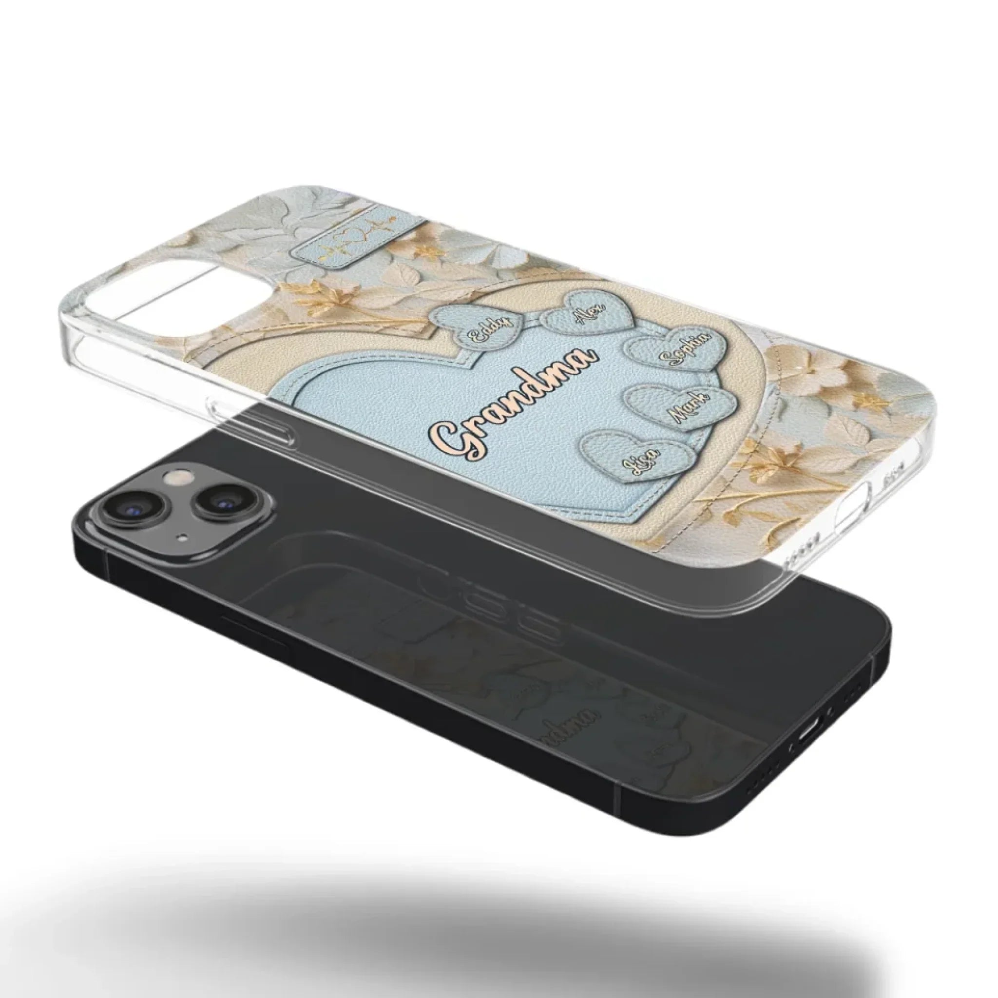Tied Together By Love - Family Personalized Custom 3D Inflated Effect Printed Clear Phone Case - Mother's Day, Gift For Mom, Grandma