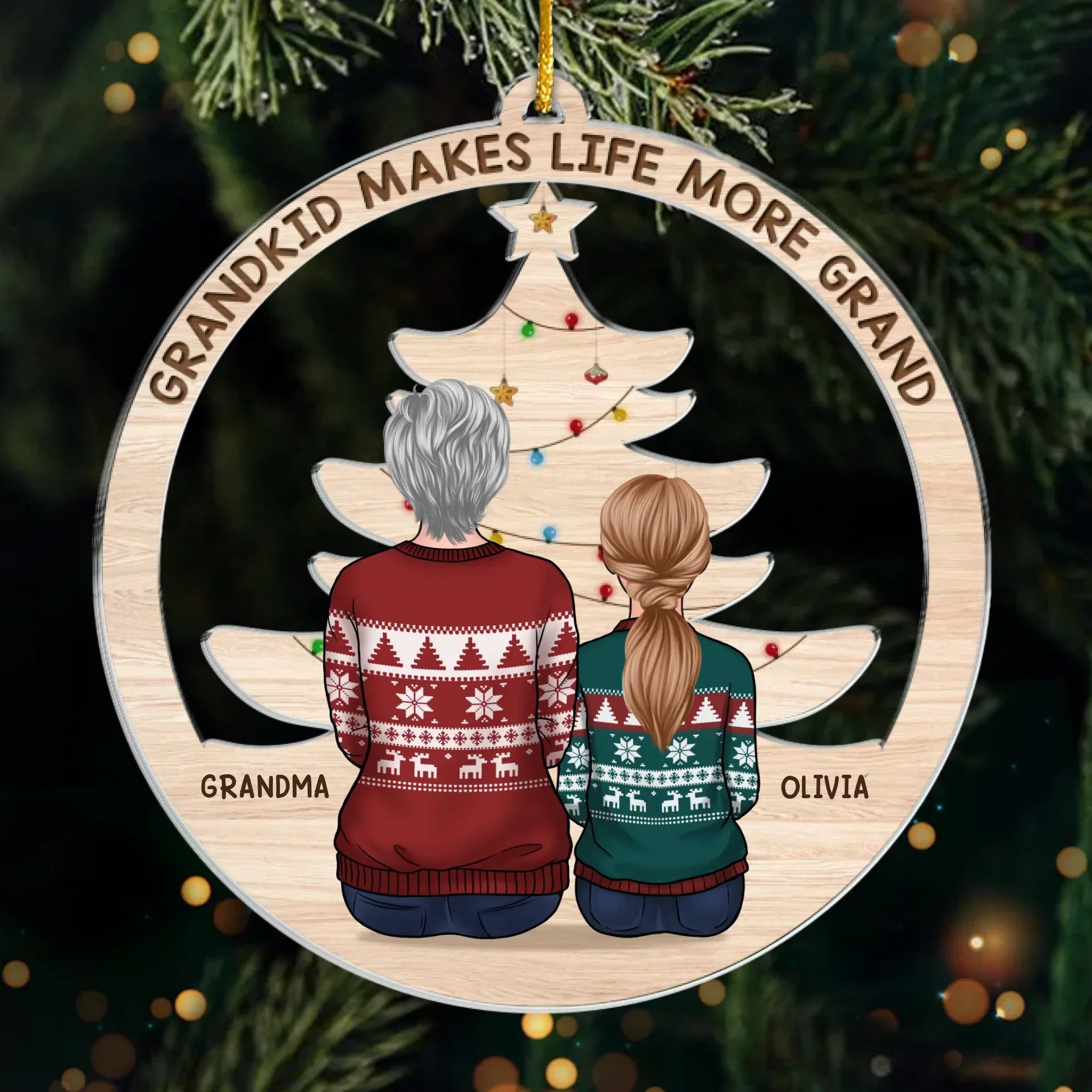 Grandma Always Has Time To Talk And Makes You Feel Special - Family Personalized Custom Ornament - Acrylic Custom Shaped - Christmas Gift For Grandma, Grandkid