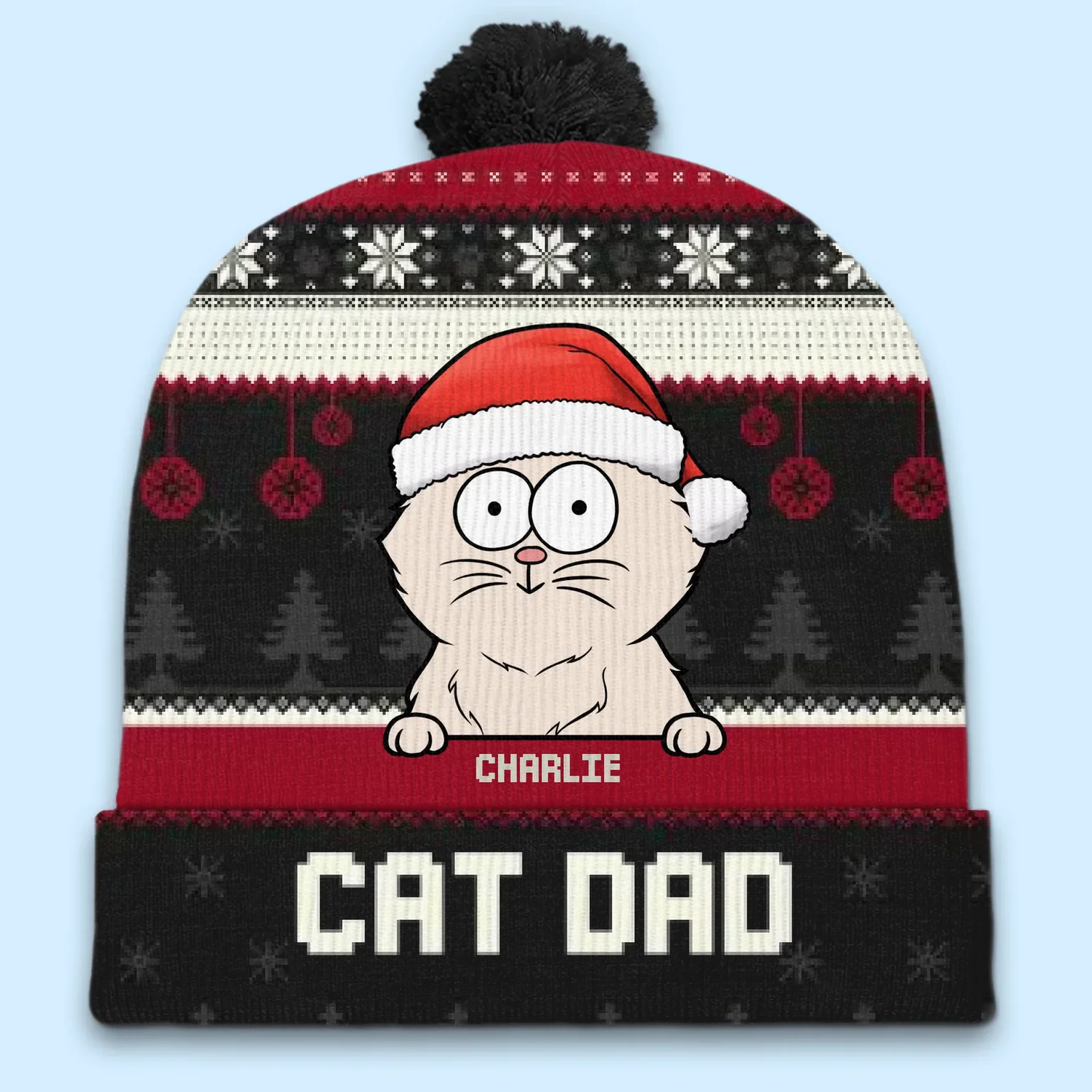 Celebrating Christmas With Our Furry Family Members - Dog & Cat Personalized Custom Christmas Beanie Hat - Christmas Gift For Pet Owners, Pet Lovers