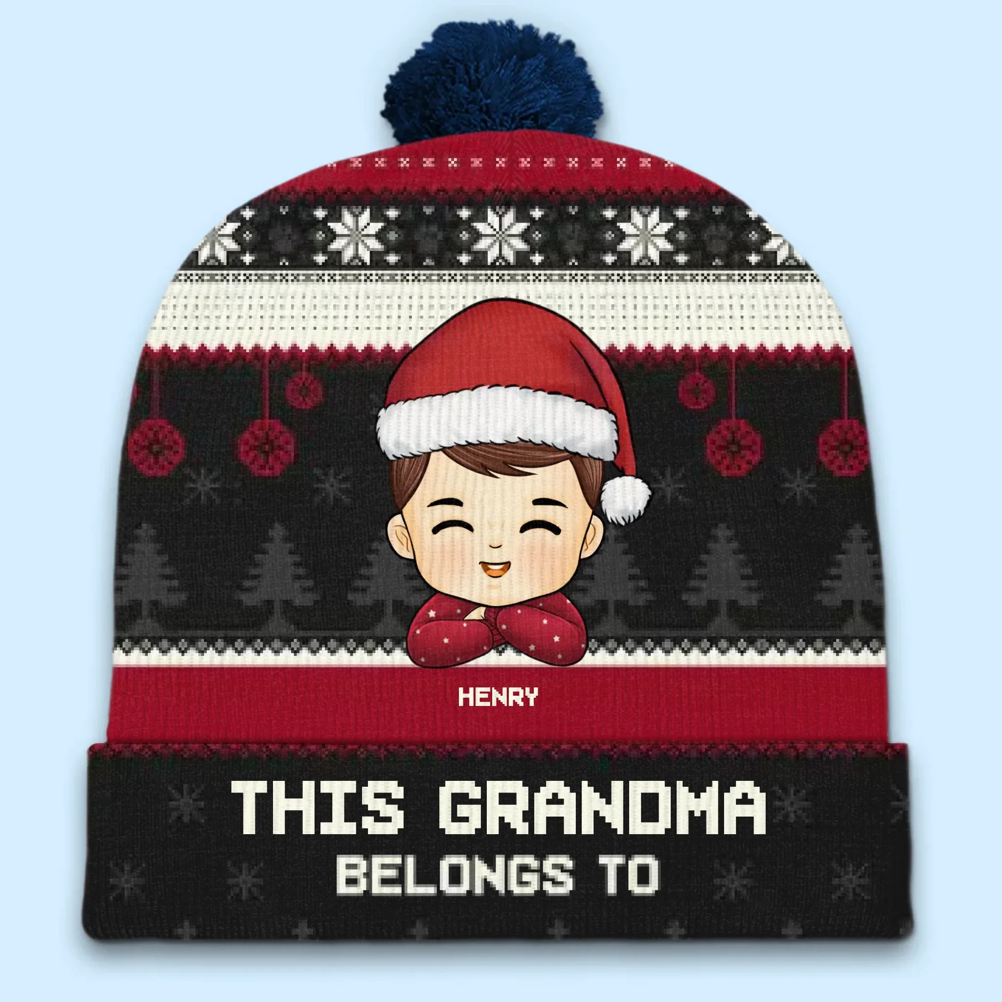All I Want For Christmas Is Grandma - Family Personalized Custom Christmas Beanie Hat - Christmas Gift For Mom, Grandma