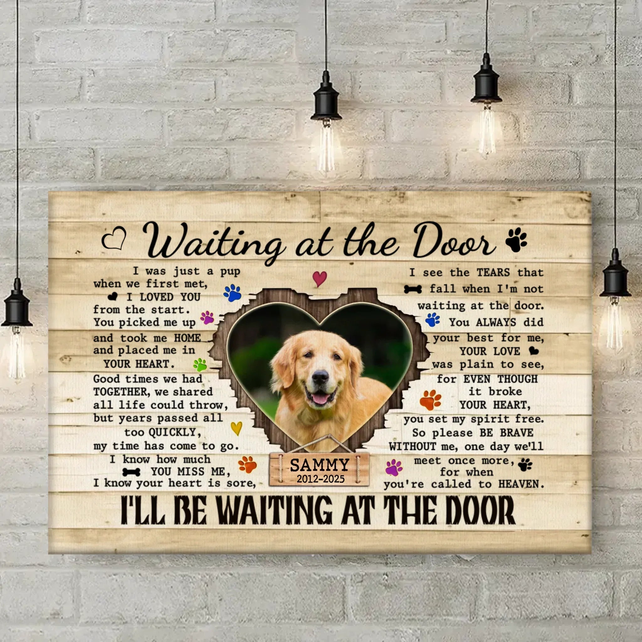 Custom Photo I'll Be Waiting At The Door - Memorial Personalized Custom Horizontal Poster - Sympathy Gift For Pet Owners, Pet Lovers