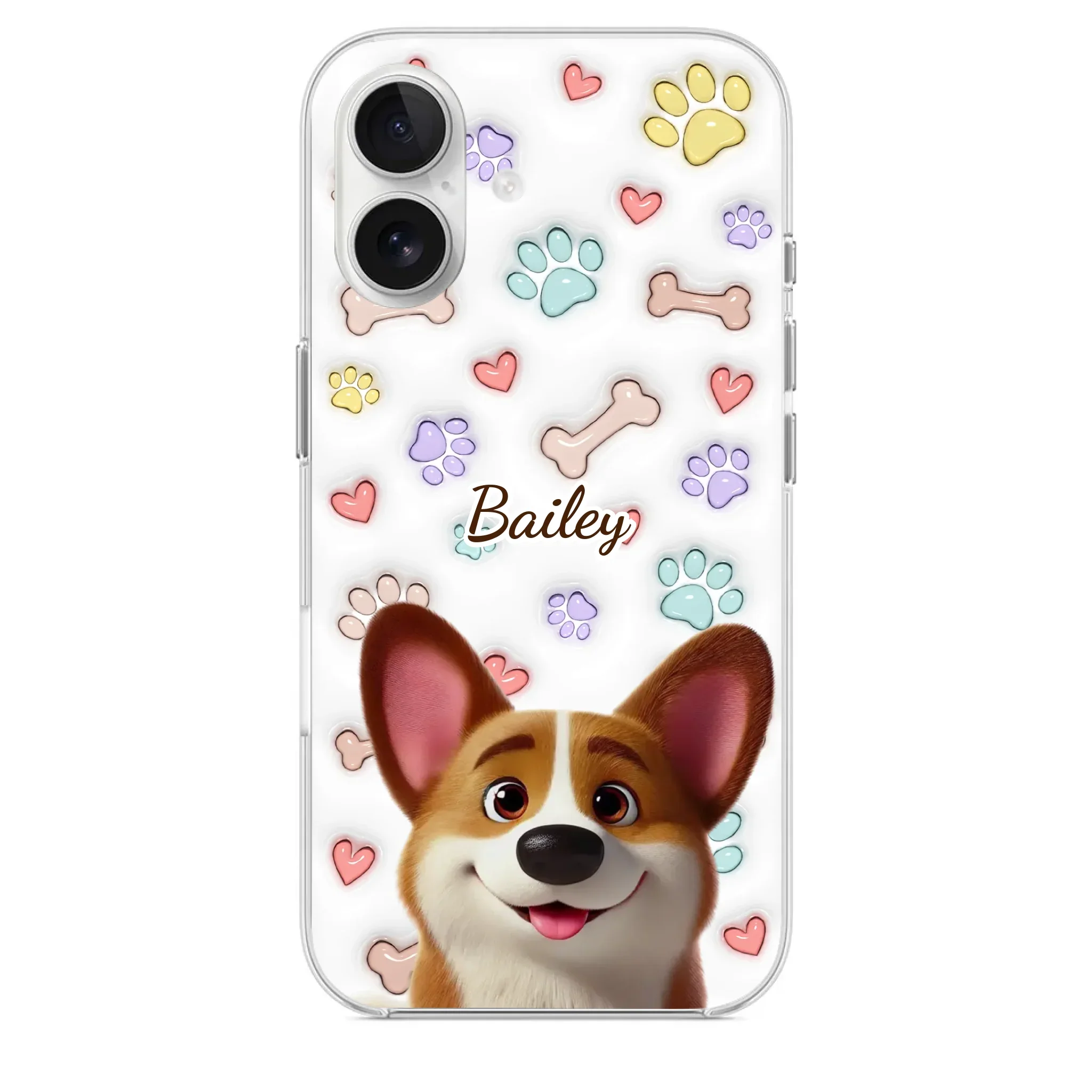 Four Paws, One Heart - Dog Personalized Custom 3D Inflated Effect Printed Clear Phone Case - Gift For Pet Owners, Pet Lovers