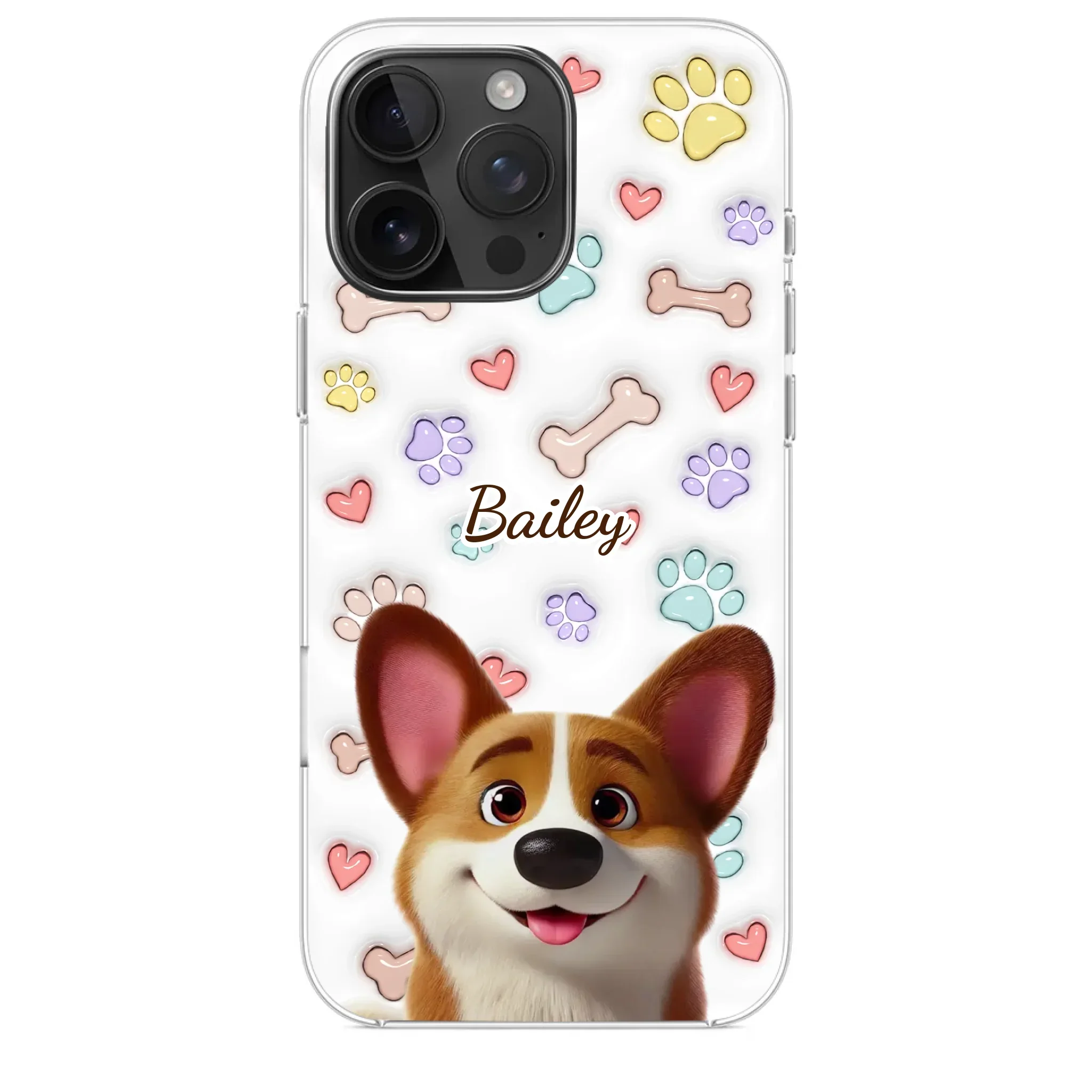 Four Paws, One Heart - Dog Personalized Custom 3D Inflated Effect Printed Clear Phone Case - Gift For Pet Owners, Pet Lovers