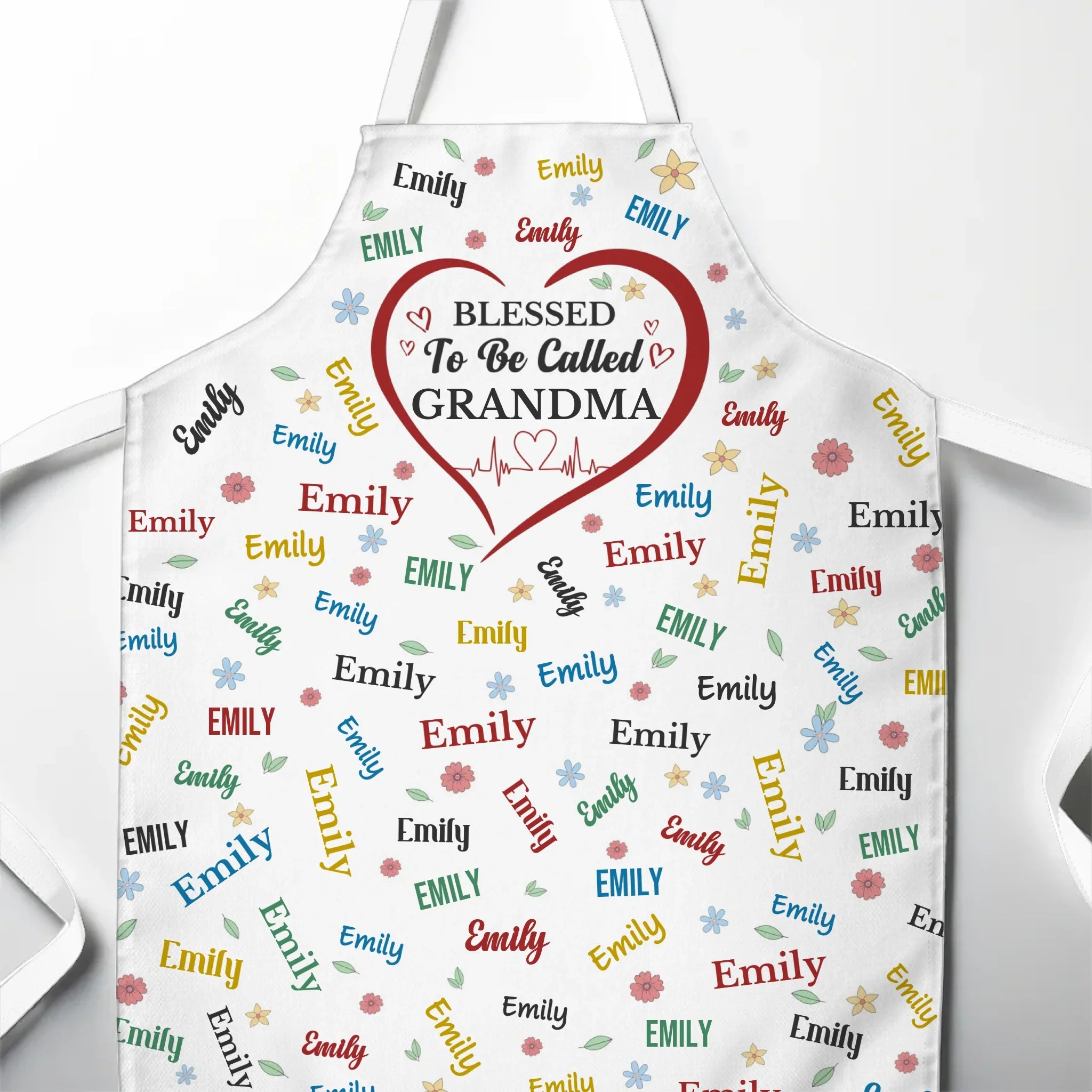 A Blessed Grandma, A Happy Heart - Family Personalized Custom Apron - Mother's Day, Gift For Mom, Grandma
