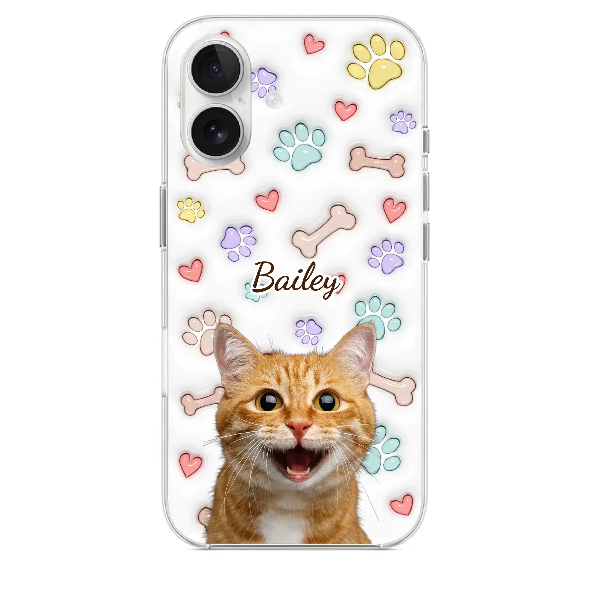 Custom Photo Keep Calm And Pet A Cat - Dog & Cat Personalized Custom 3D Inflated Effect Printed Clear Phone Case - Gift For Pet Owners, Pet Lovers