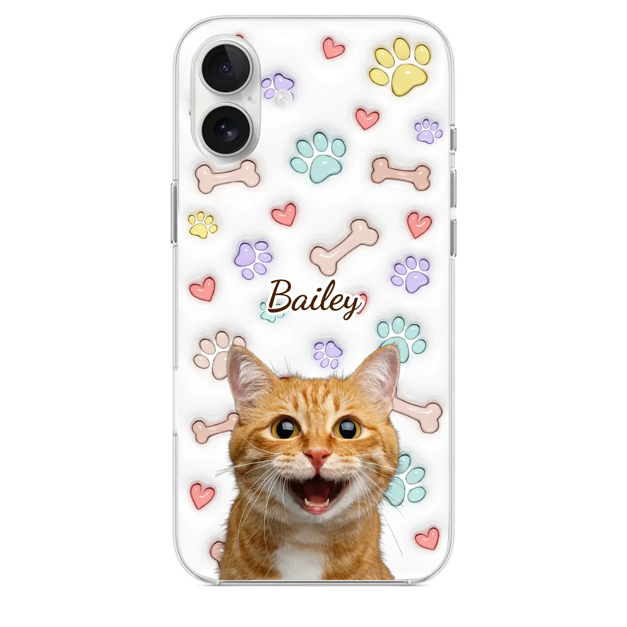 Custom Photo Keep Calm And Pet A Cat - Dog & Cat Personalized Custom 3D Inflated Effect Printed Clear Phone Case - Gift For Pet Owners, Pet Lovers