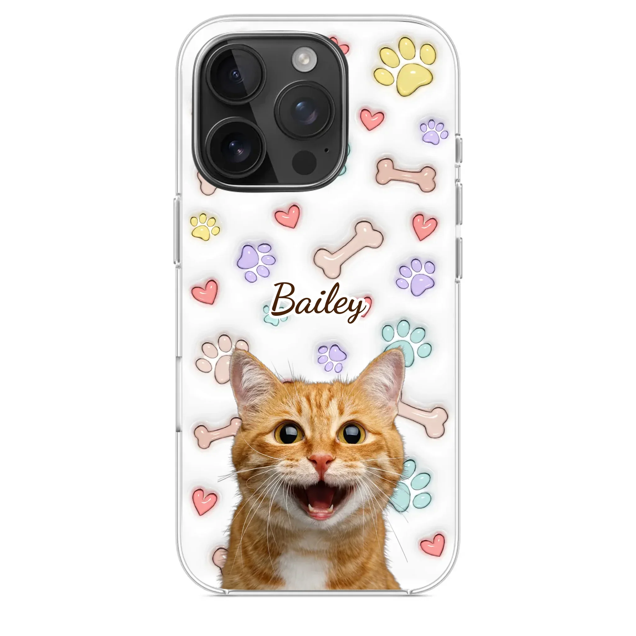 Custom Photo Keep Calm And Pet A Cat - Dog & Cat Personalized Custom 3D Inflated Effect Printed Clear Phone Case - Gift For Pet Owners, Pet Lovers
