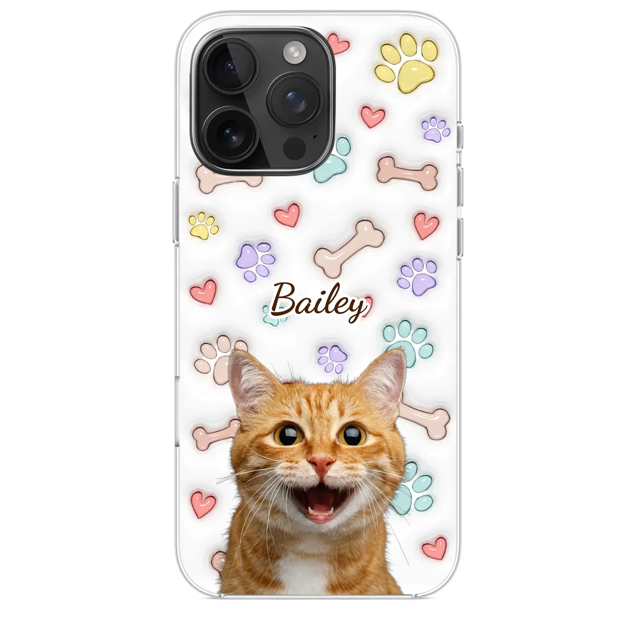 Custom Photo Keep Calm And Pet A Cat - Dog & Cat Personalized Custom 3D Inflated Effect Printed Clear Phone Case - Gift For Pet Owners, Pet Lovers