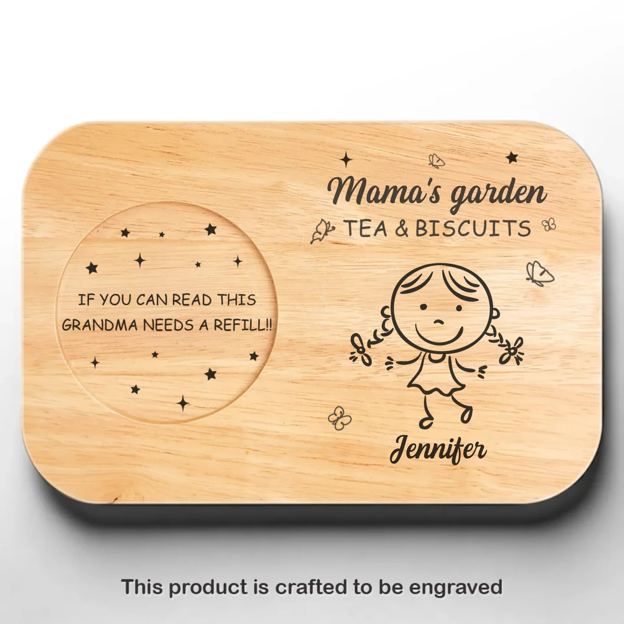 Sweet Treats And Sweeter Memories - Family Personalized Custom Engraved Wooden Tea & Snack Board - Mother's Day, Gift For Mom, Grandma