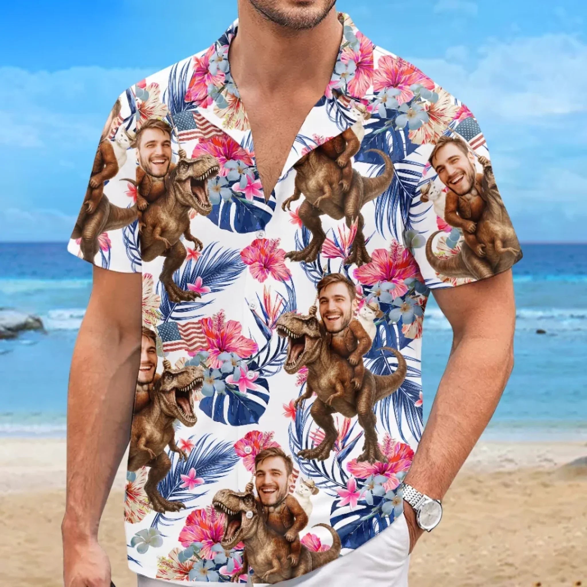 Custom Photo Some Call It Chaos, I Call It A Beach Trip - Funny Personalized Custom Unisex Tropical Hawaiian Aloha Shirt - Summer Vacation Gift, Gift For Family Members, Best Friends, Siblings, Travel Lovers