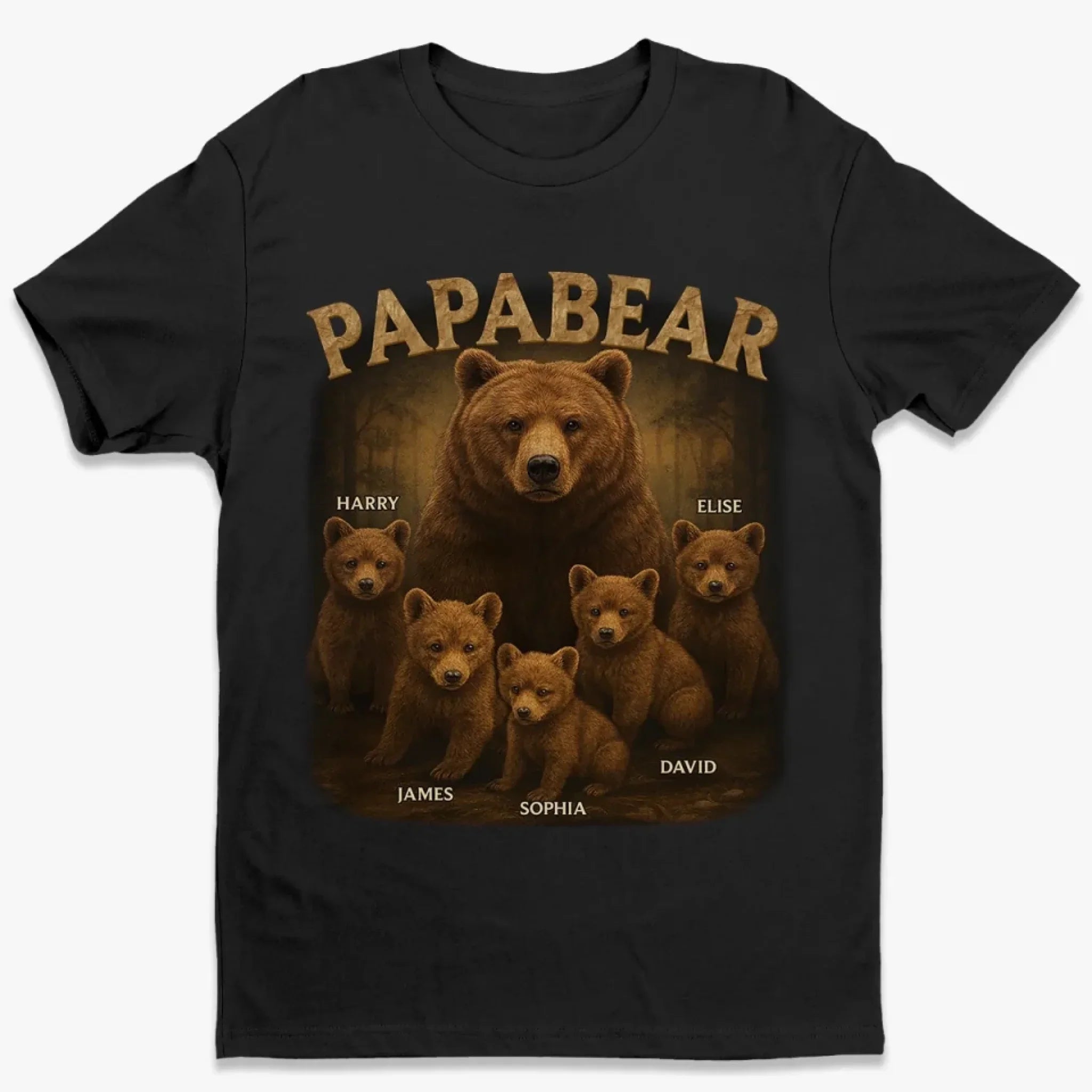 Papa Bear, Always There To Protect His Cubs - Family Personalized Custom Unisex T-shirt, Premium T-shirt, Hoodie - Father's Day, Gift For Dad, Grandpa