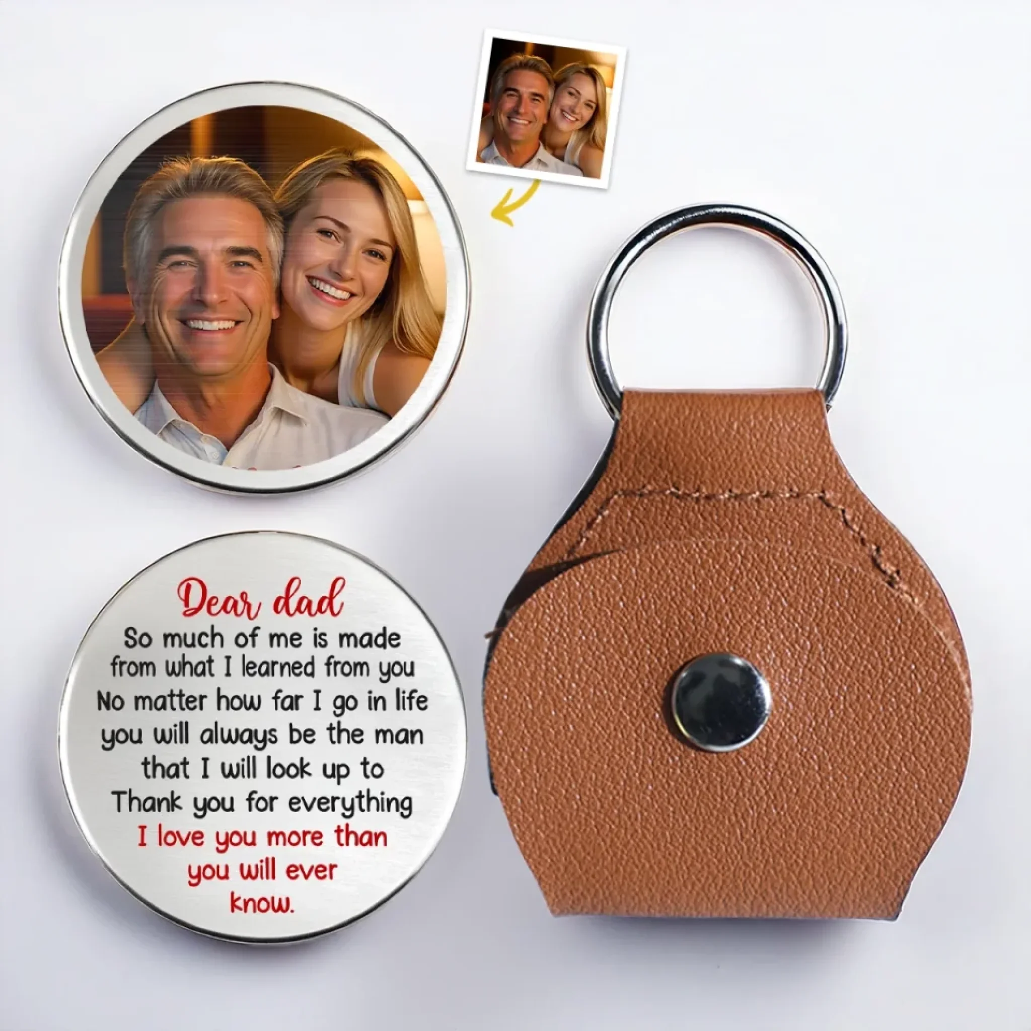 Custom Photo Thank You For Always Being My Guide - Family Personalized Custom Pocket Hug - Father's Day, Gift For Dad, Grandpa, Son, Daughter, Grandson, Granddaughter