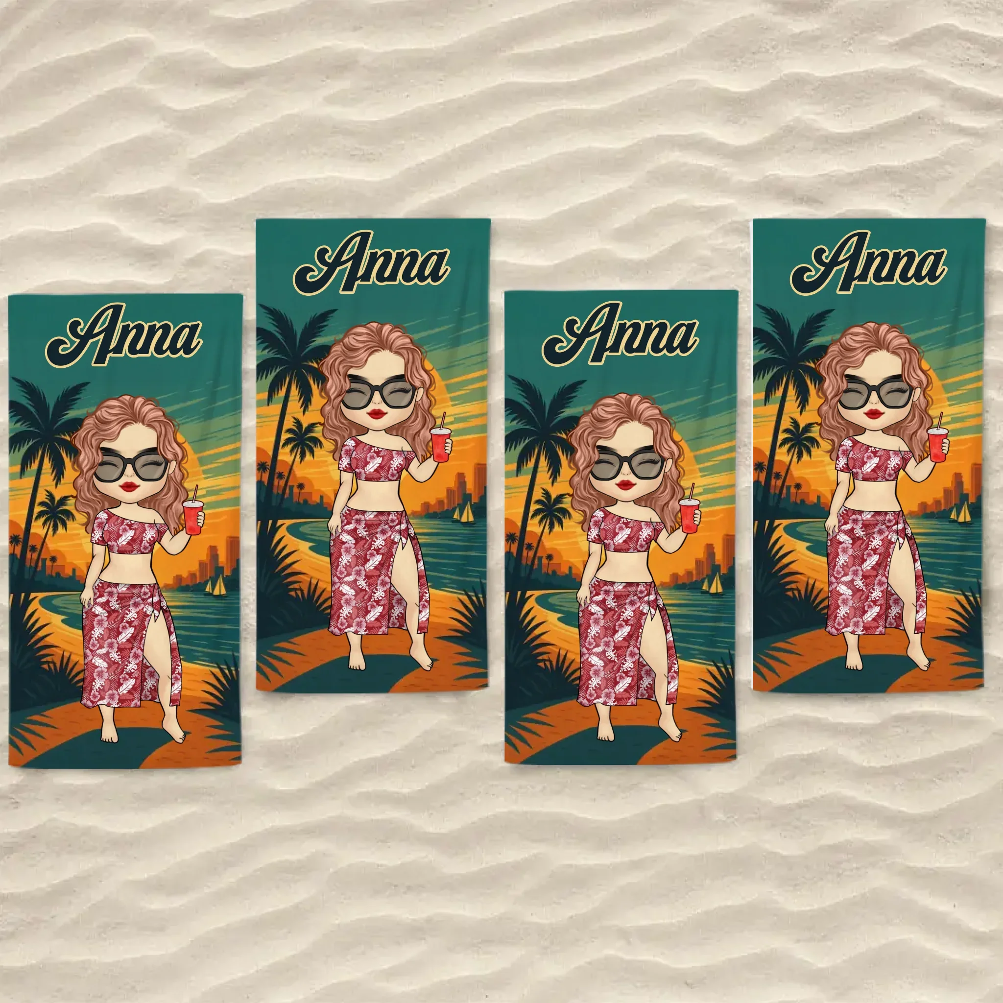 Good Times And Tan Lines - Bestie Personalized Custom Beach Towel - Summer Vacation Gift, Birthday Pool Party Gift For Best Friends, BFF, Sisters