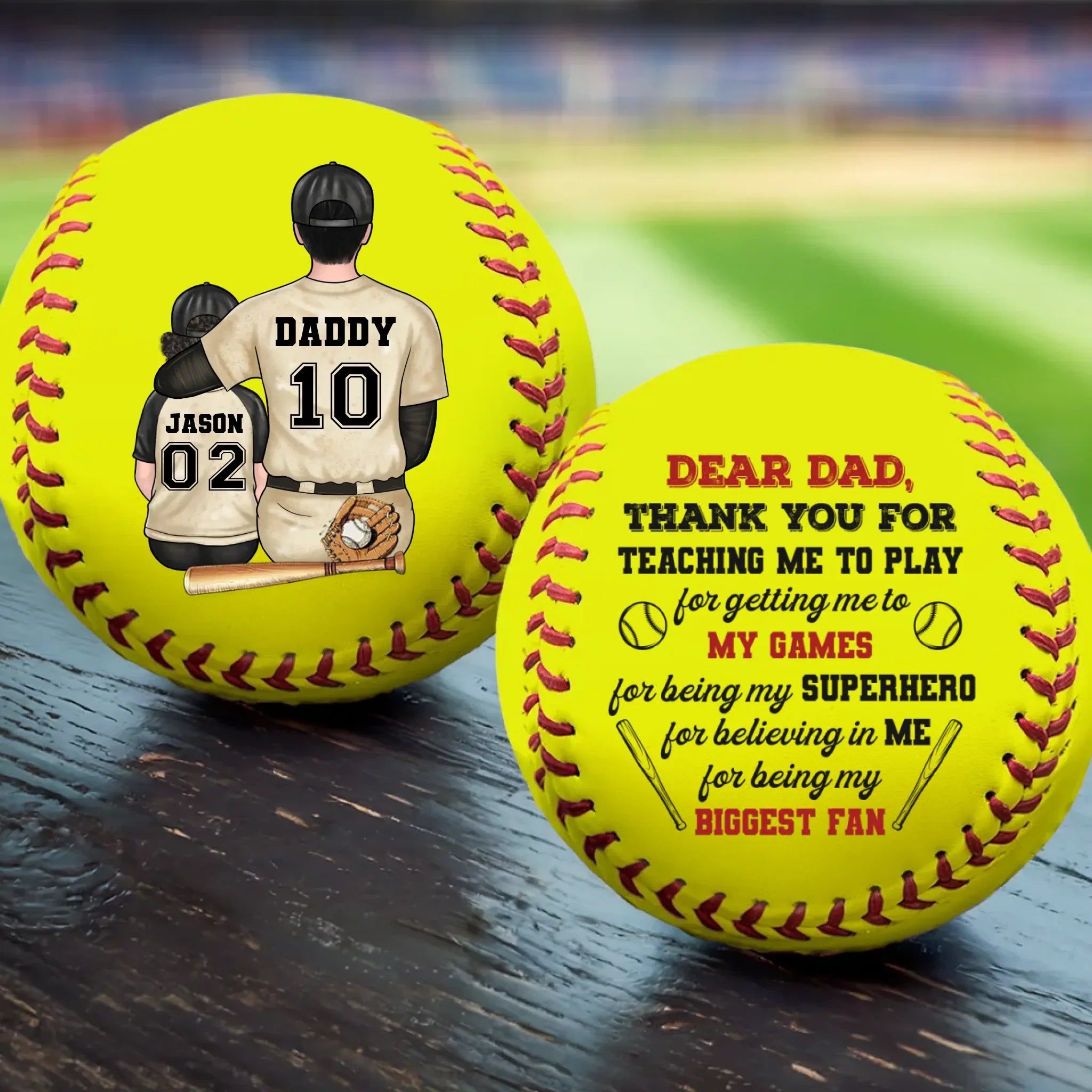 Always Our Number One Fan, Forever Our Hero - Family Personalized Custom Leather Baseball - Father's Day, Gift For Dad, Sport Lovers, Sport Players