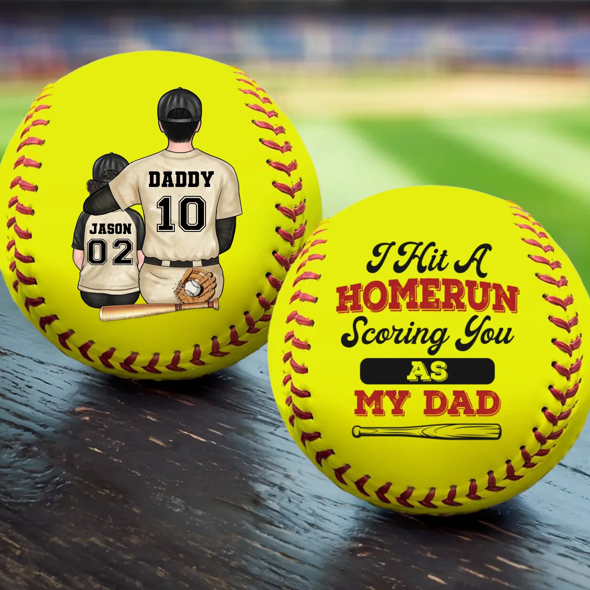 We Hit A Homerun Scoring You As Our Dad - Family Personalized Custom Leather Baseball - Father's Day, Gift For Dad, Sport Lovers, Sport Players
