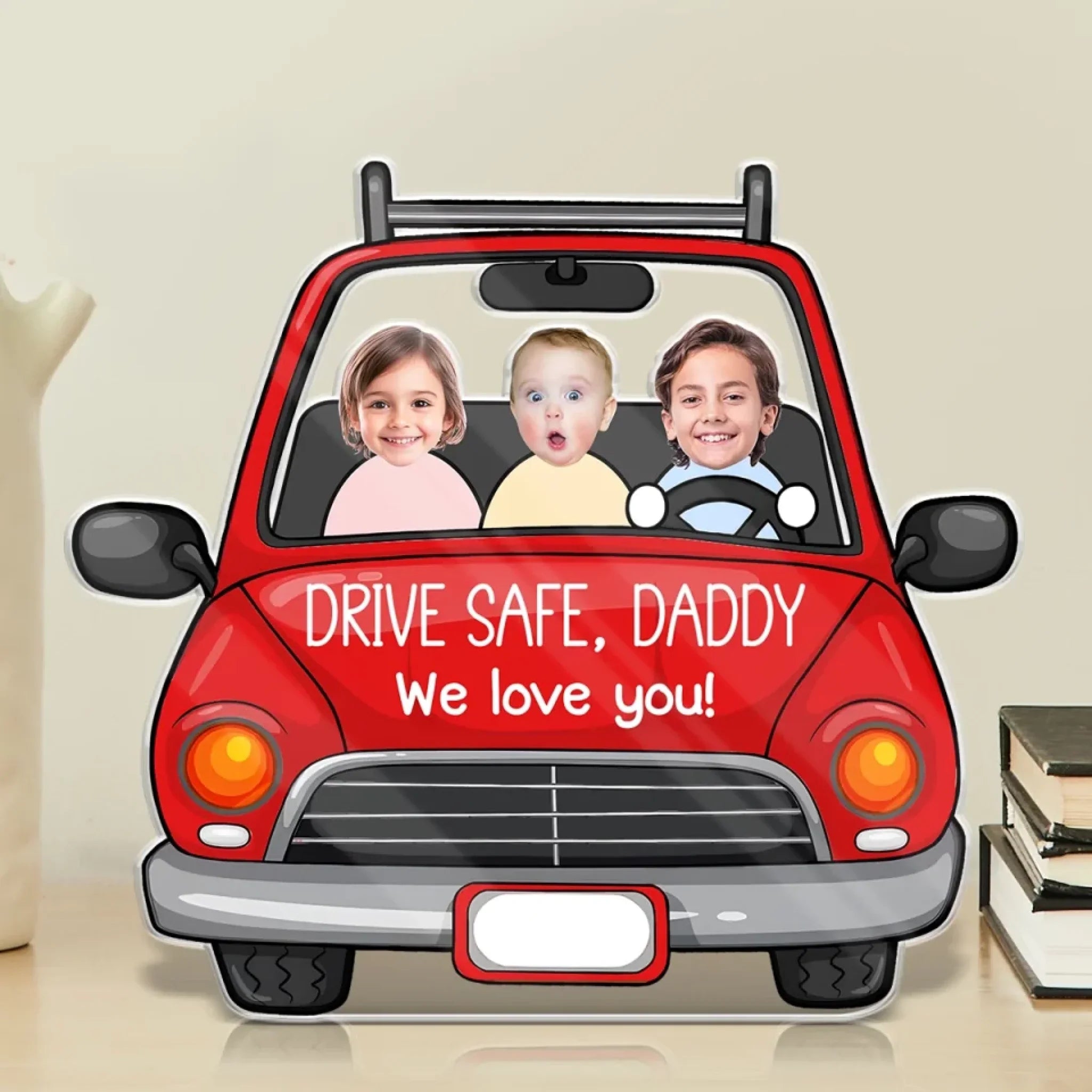 Custom Photo Driven By Love - Family Personalized Custom Acrylic Plaque Custom Shape - Father's Day, Gift For Dad, Grandpa