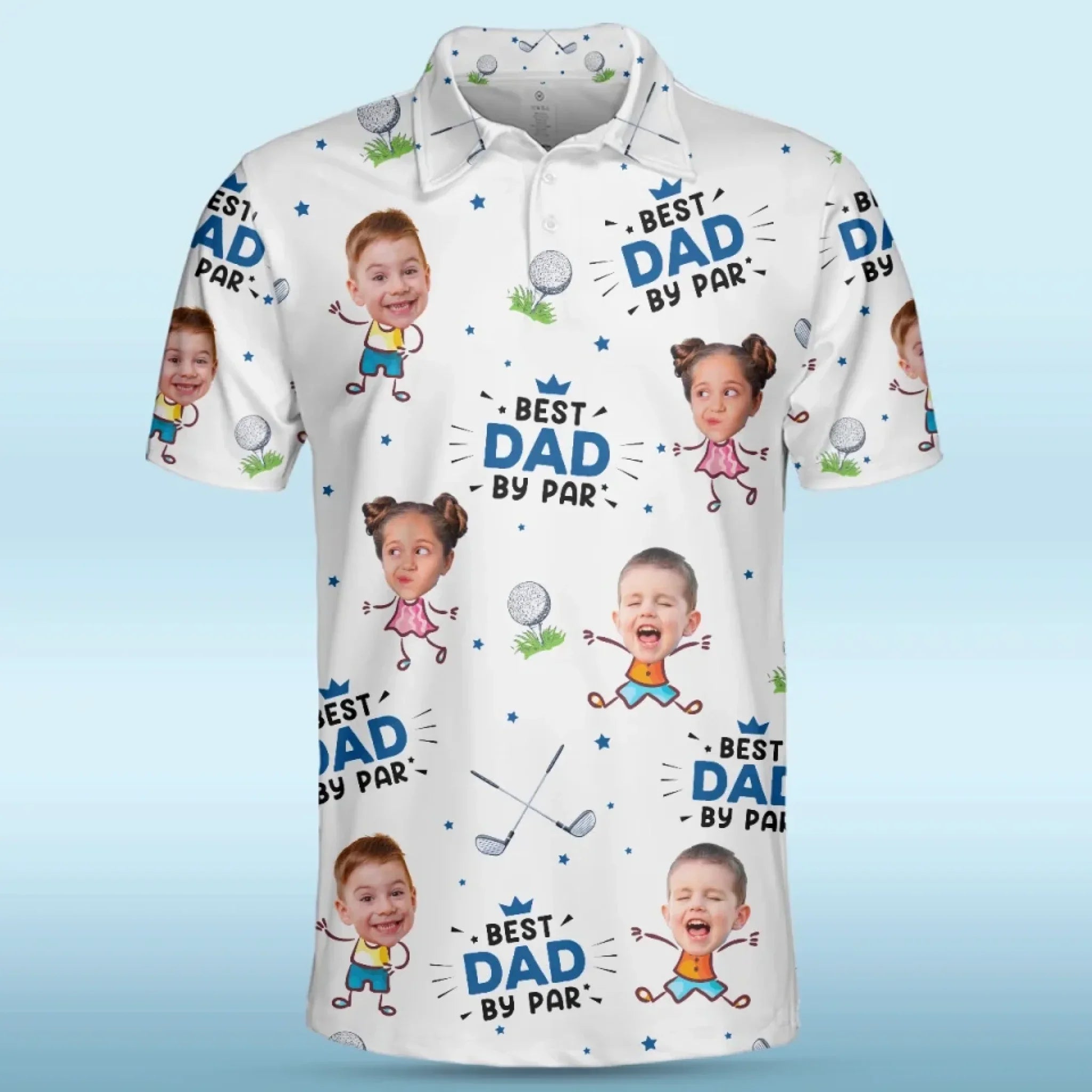 Custom Photo Greatest Dad On The Green - Family Personalized Custom All Over Print Polo Shirt - Father's Day, Gift For Dad, Sport Lovers, Sport Players
