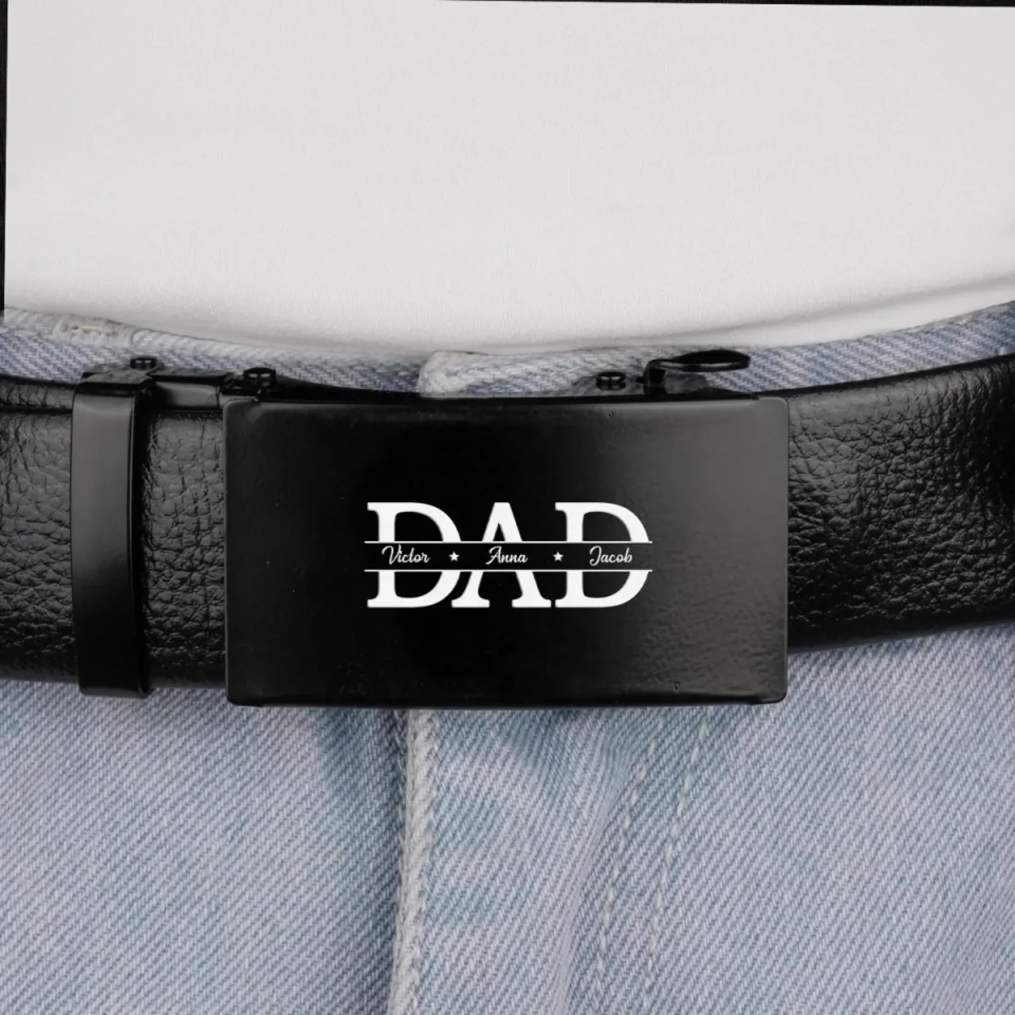 Built By Love, Held By Dad - Family Personalized Custom Printed Belt Buckle - Father's Day, Gift For Dad, Grandpa