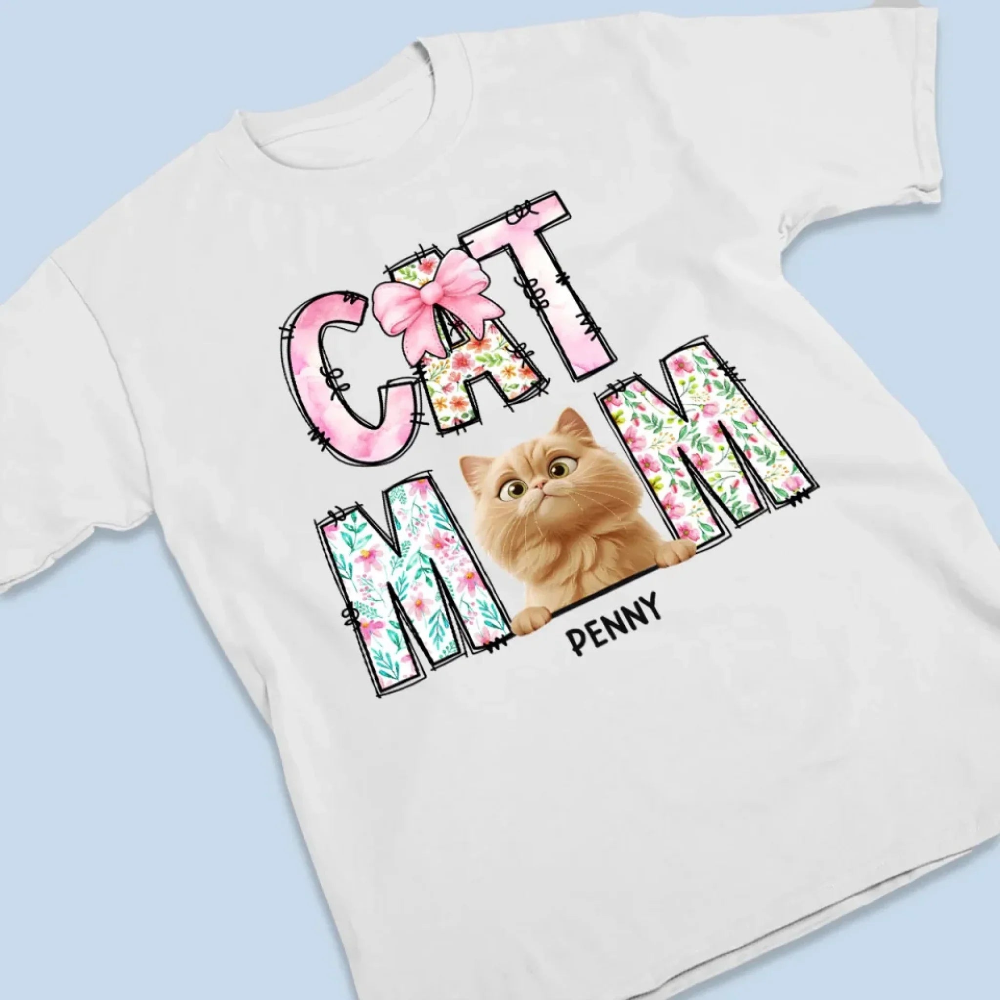 Just A Floral Girl With A Fluffy Boss - Cat Personalized Custom Unisex T-shirt, Premium T-shirt, Hoodie - Mother's Day, Gift For Pet Owners, Pet Lovers