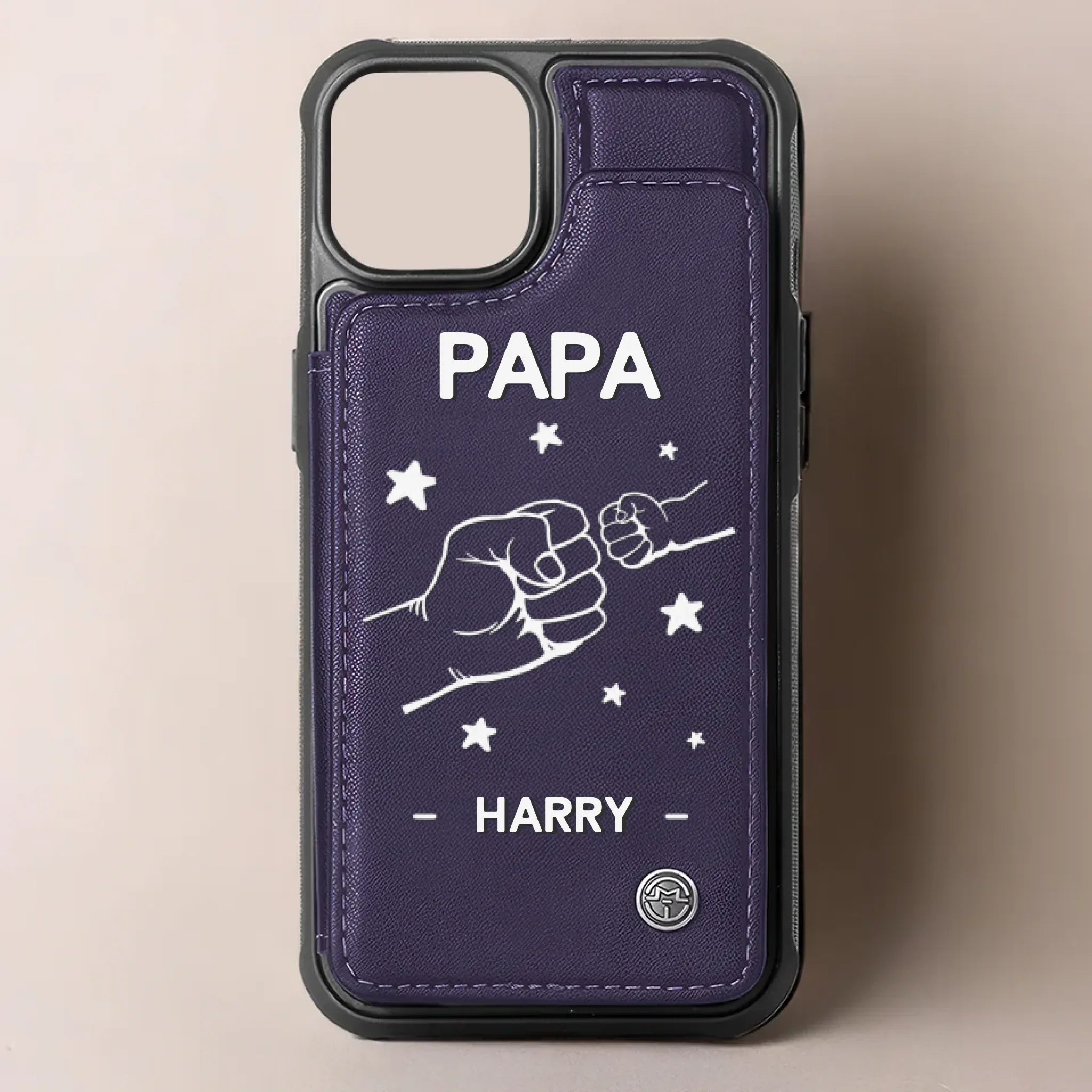 Dad Life Powered By Love - Family Personalized Custom Leather Flip Wallet Phone Case - Father's Day, Gift For Dad, Grandpa