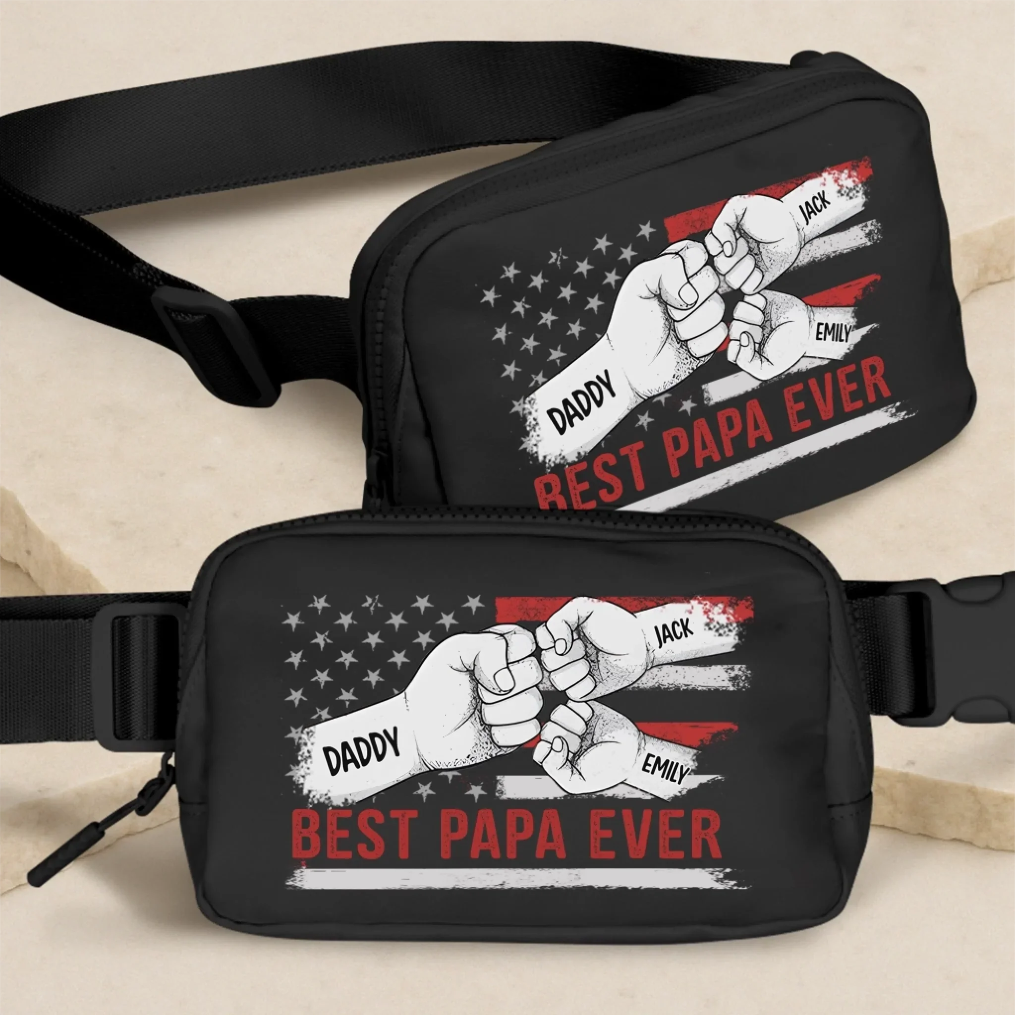Best Dad Ever - Family Personalized Custom Crossbody & Waist Bag - Father's Day, Gift For Dad, Grandpa