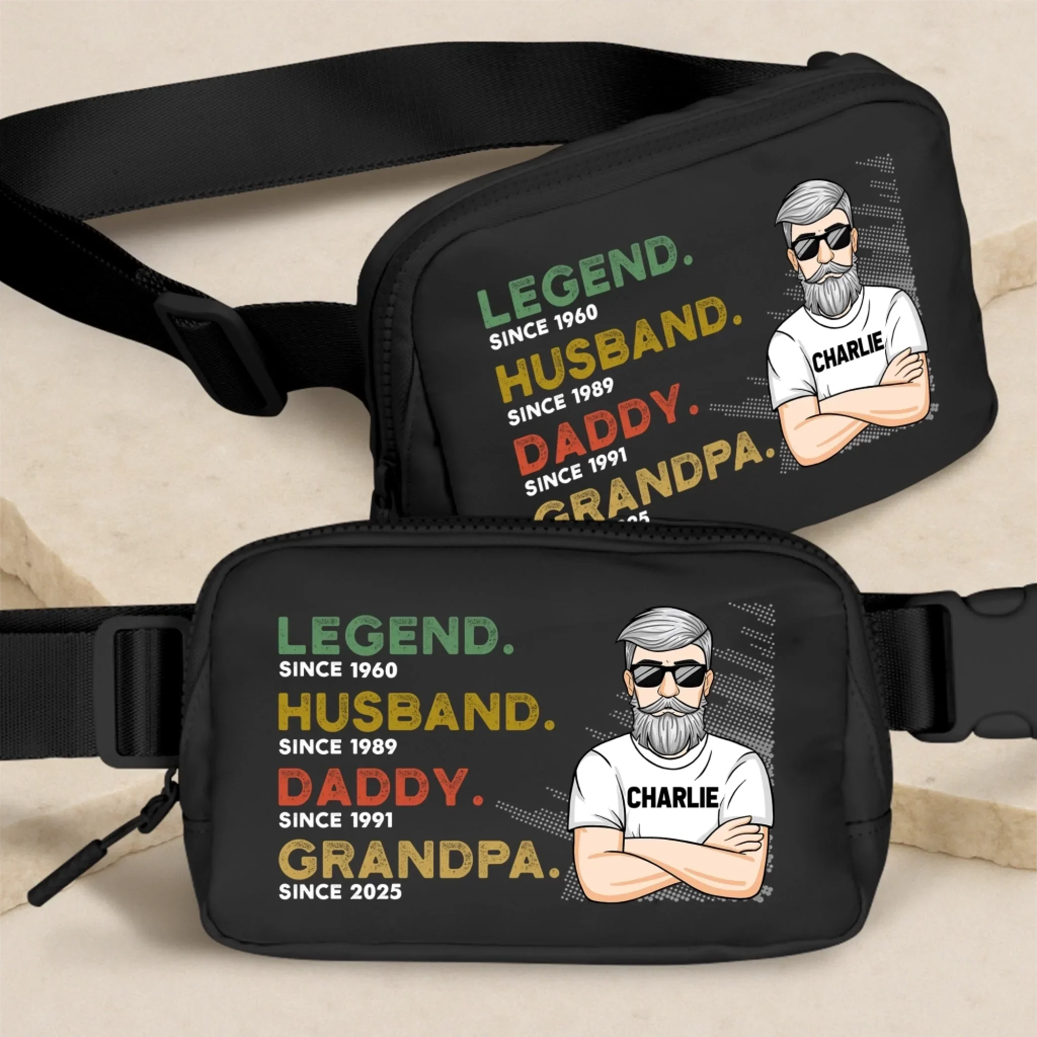 A Legacy In Motion - Family Personalized Custom Crossbody & Waist Bag - Father's Day, Gift For Dad, Grandpa