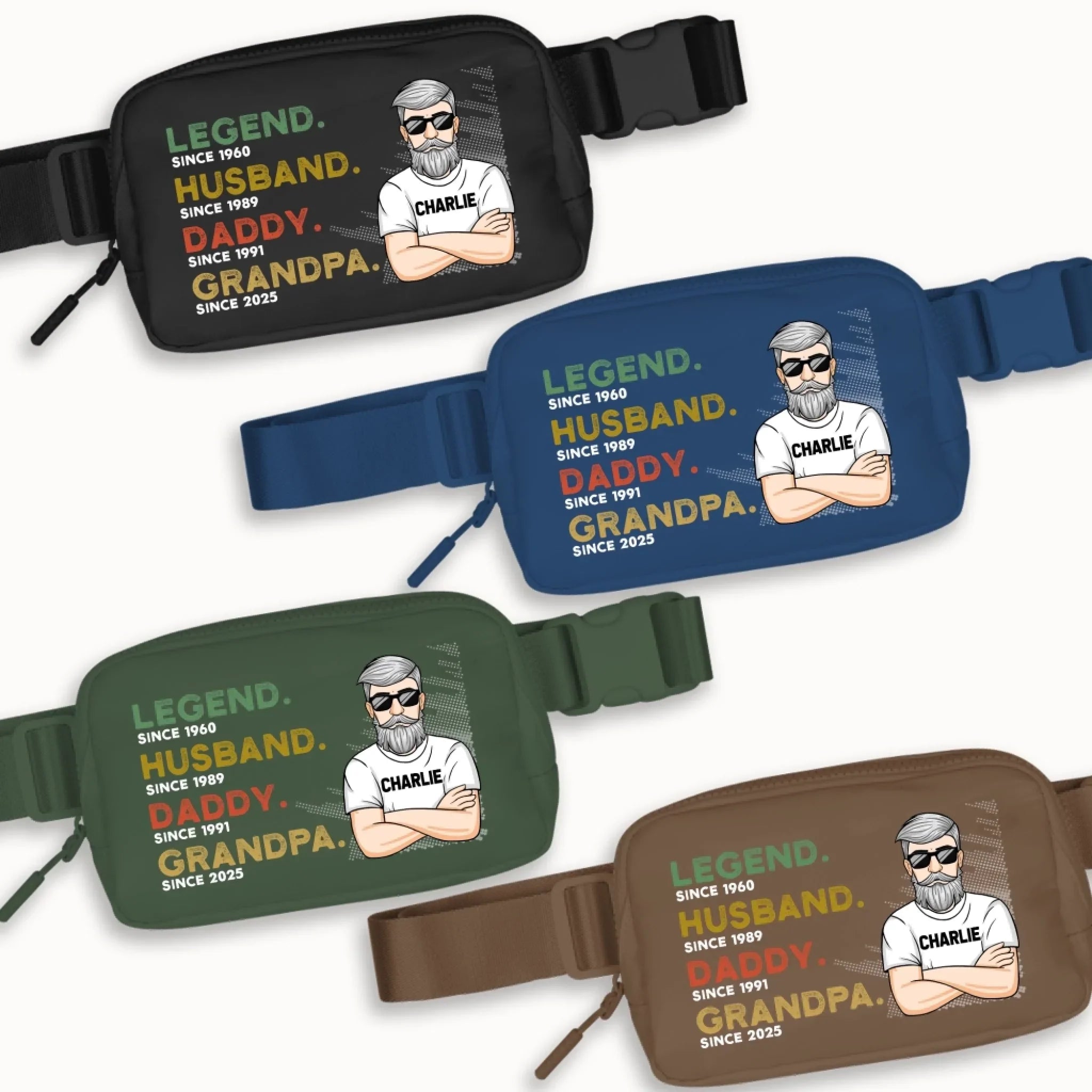 A Legacy In Motion - Family Personalized Custom Crossbody & Waist Bag - Father's Day, Gift For Dad, Grandpa