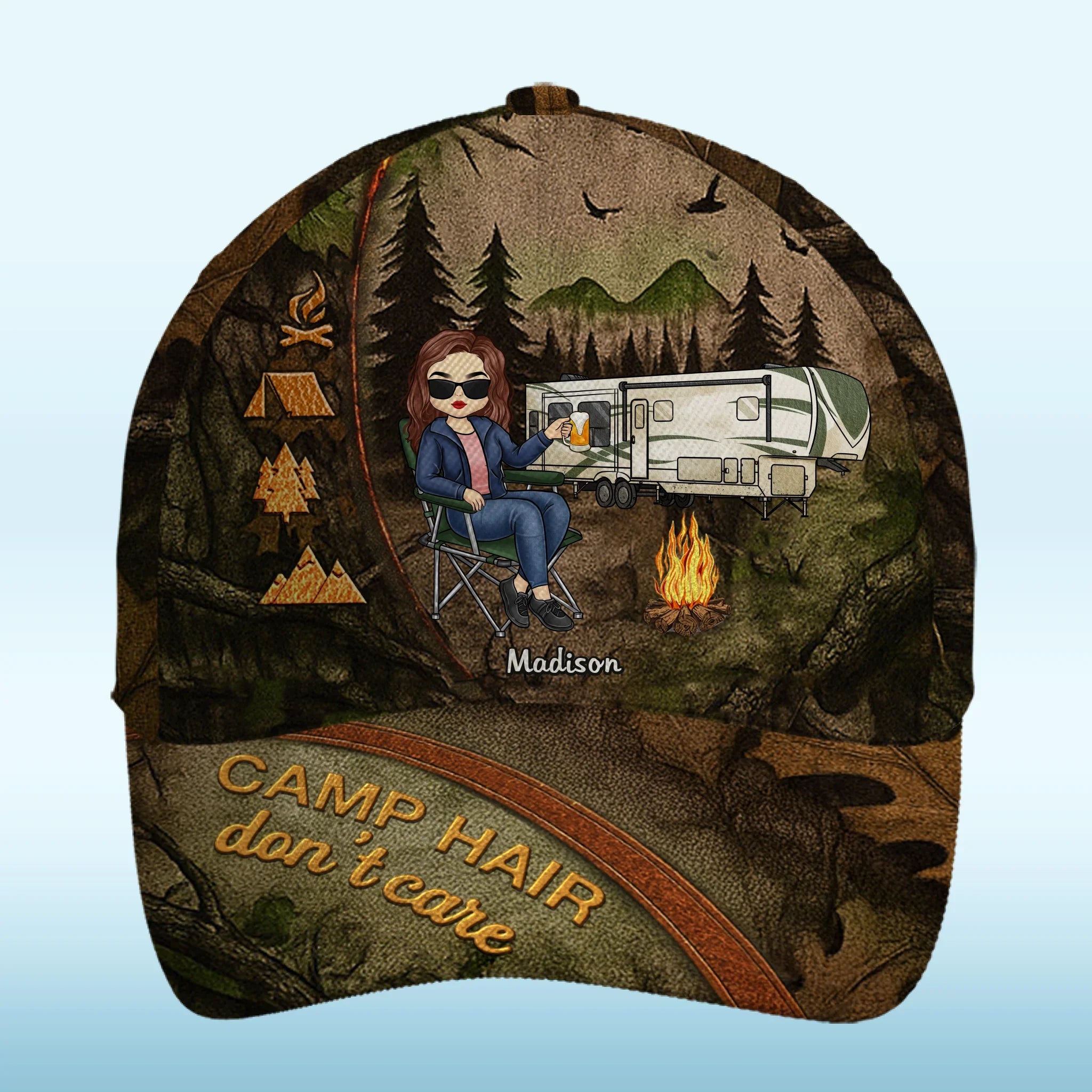 Coffee, Camper, Repeat - Camping Personalized Custom Hat, All Over Print Classic Cap - Gift For Camping Lovers